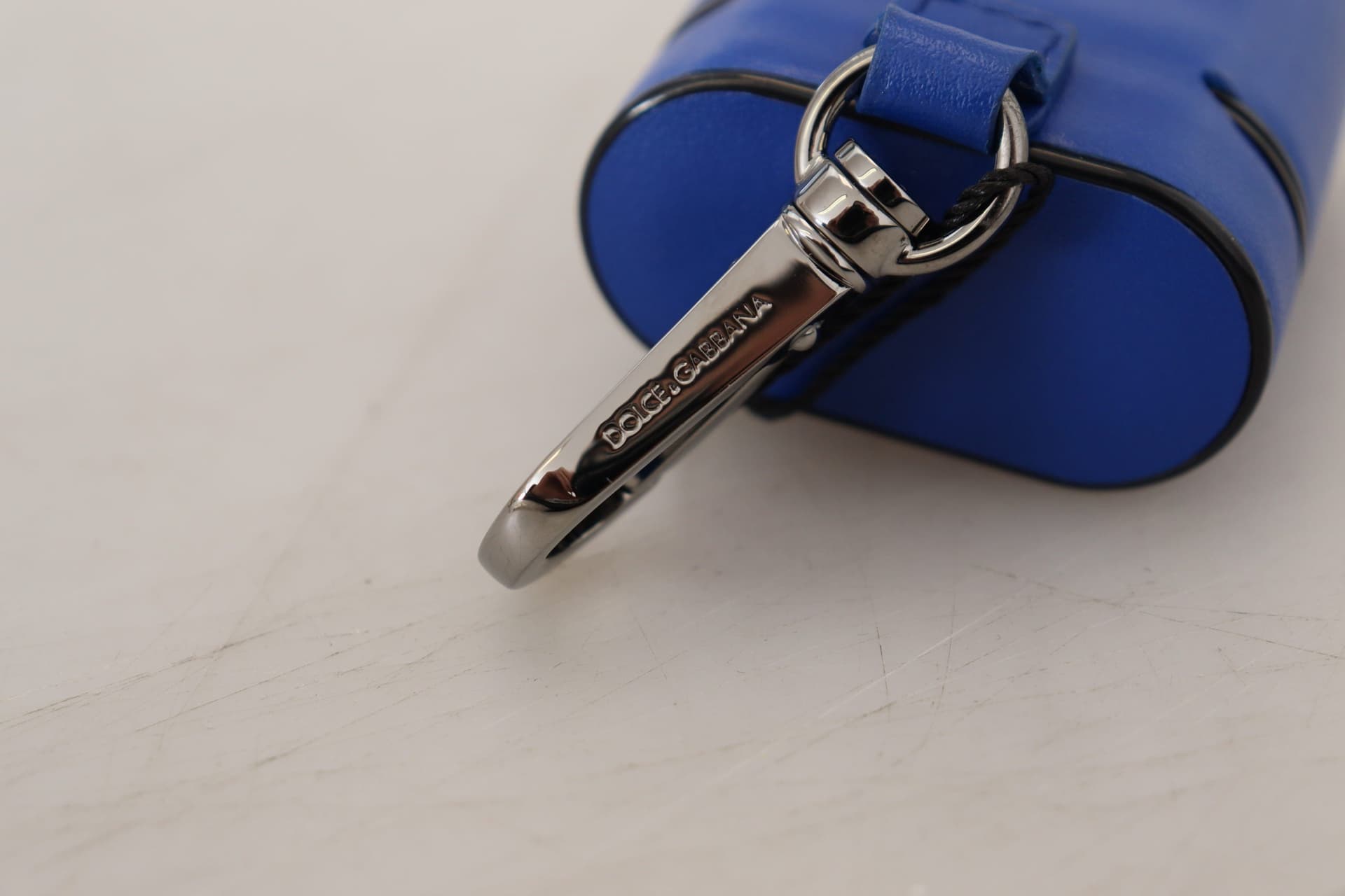 Blue Leather Silver Metal Logo Airpods Case - 6