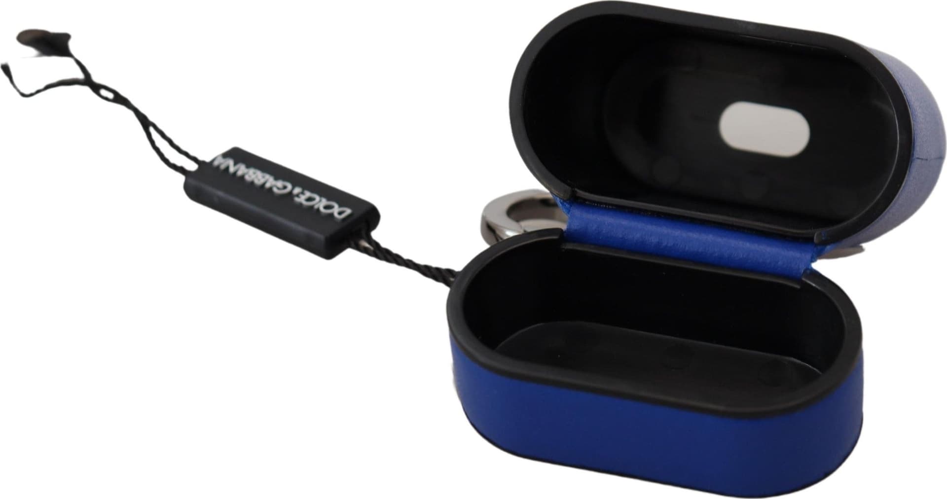 Blue Leather Silver Metal Logo Airpods Case - 7