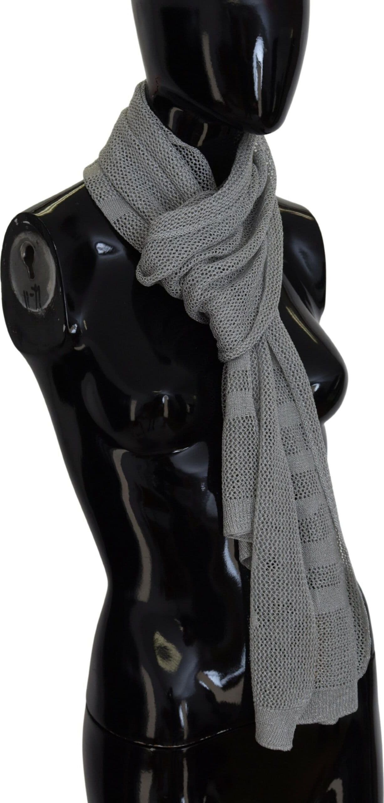 Gray Logo Knitted Neck Wrap Shawl Foulard Scarf - 3