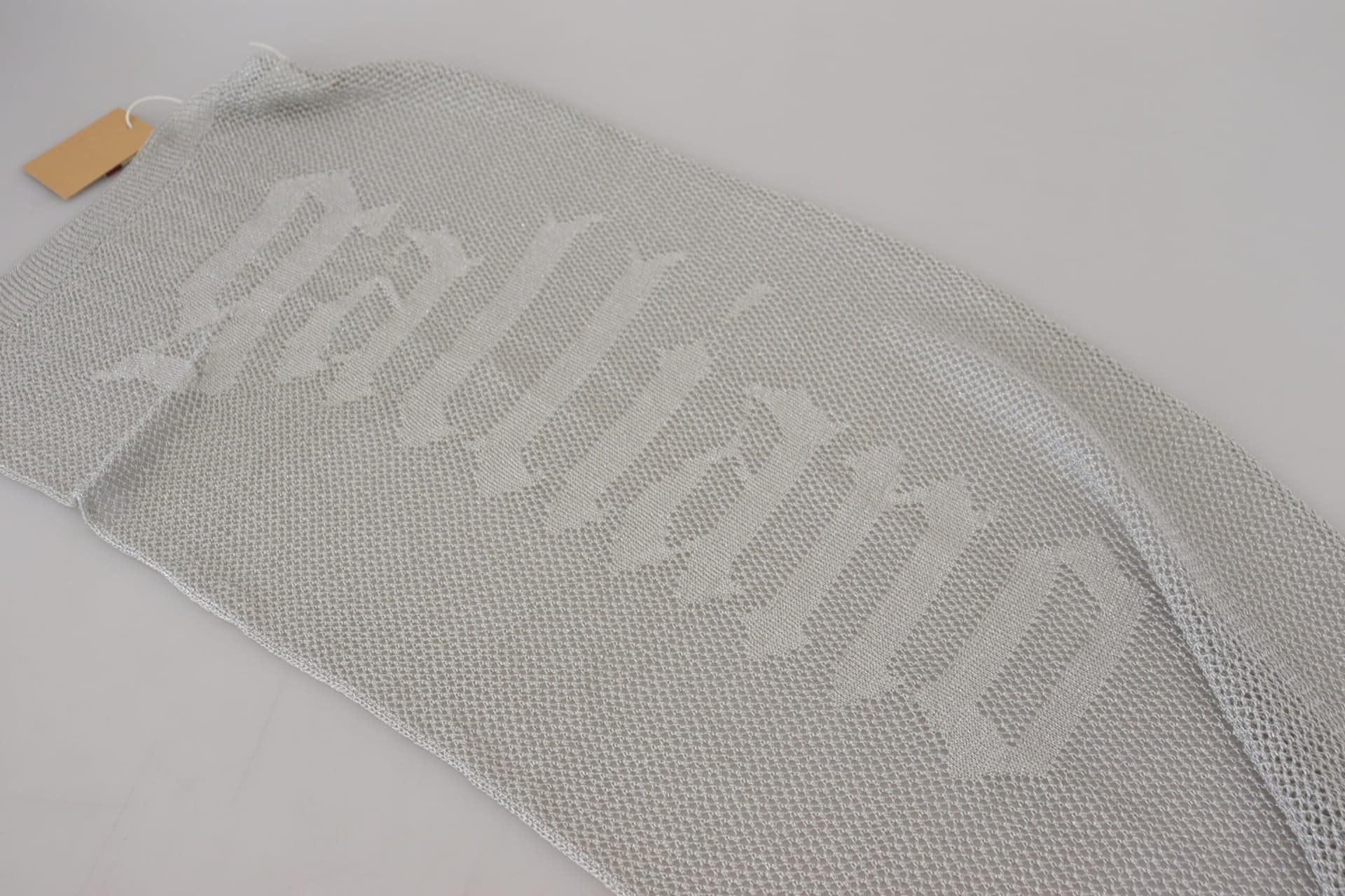 Gray Logo Knitted Neck Wrap Shawl Foulard Scarf - 4