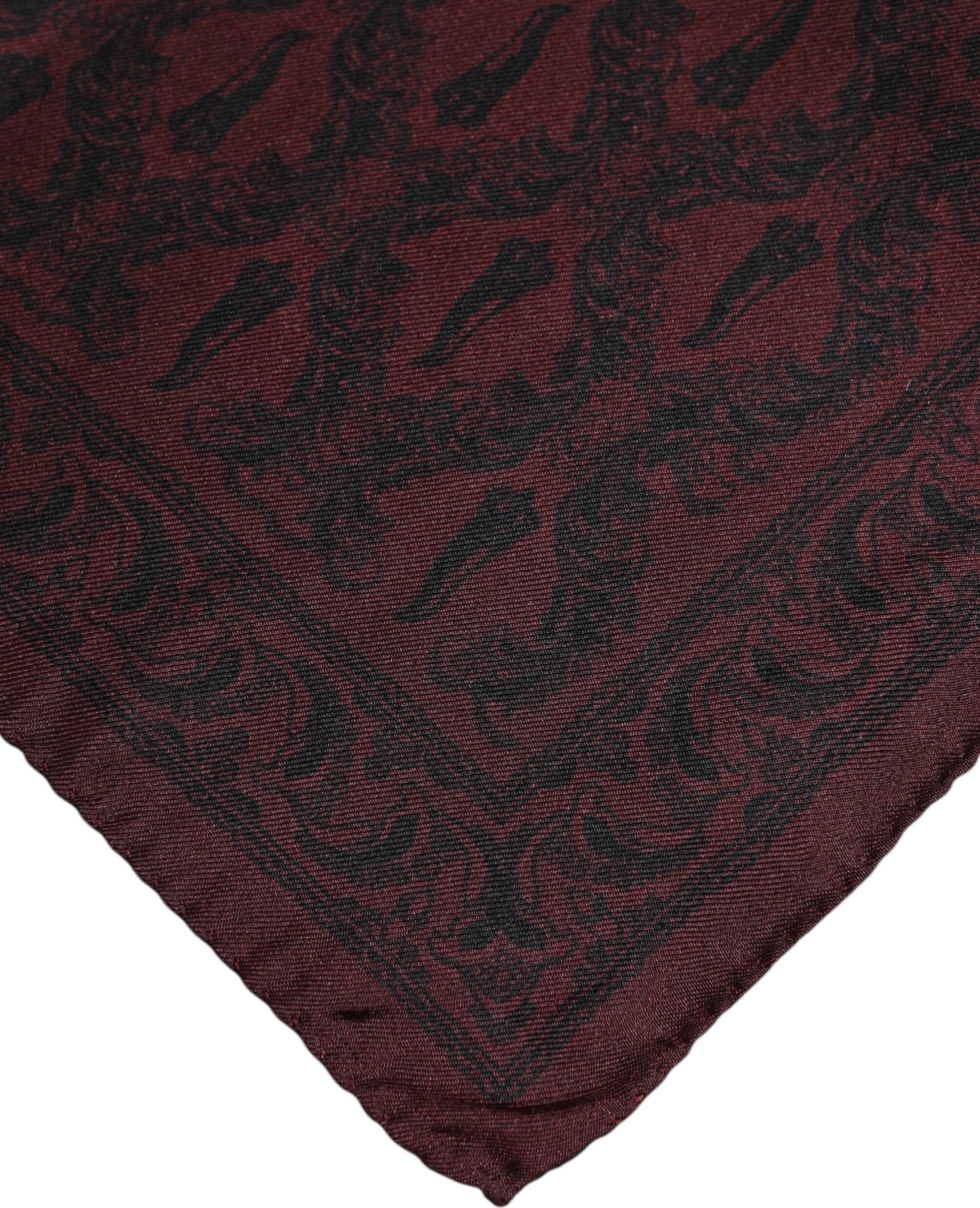 Maroon Black Printed Square Men Foulard Scarf - 4