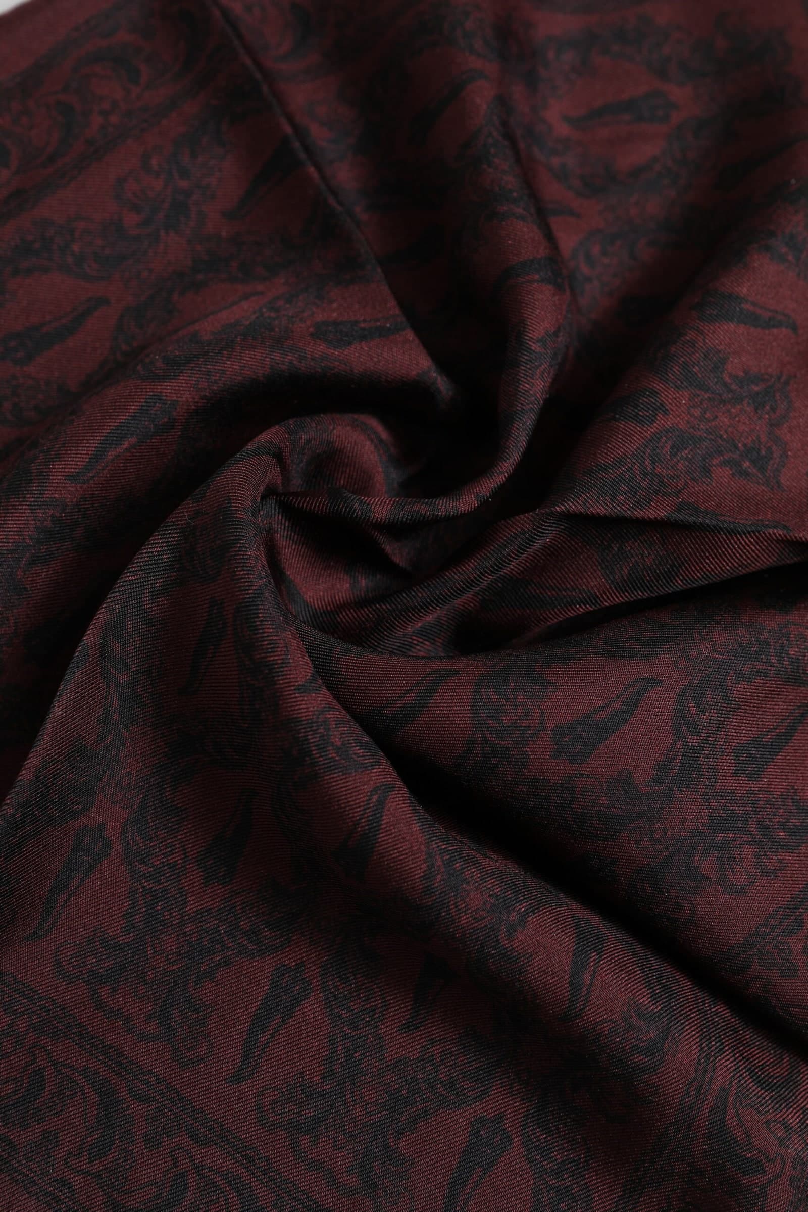 Maroon Black Printed Square Men Foulard Scarf - 5