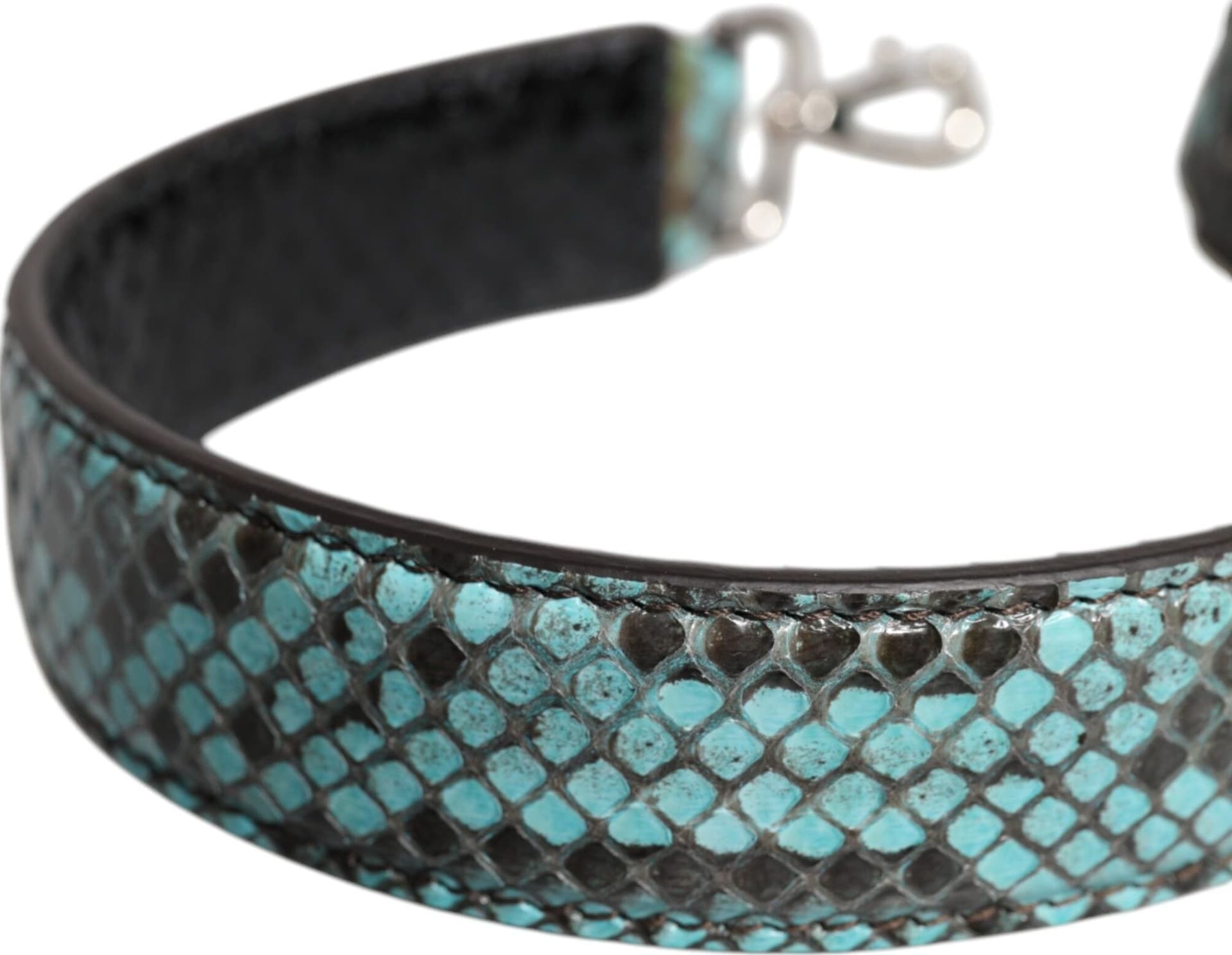 Black Blue Exotic Leather Bag Shoulder Strap - 4