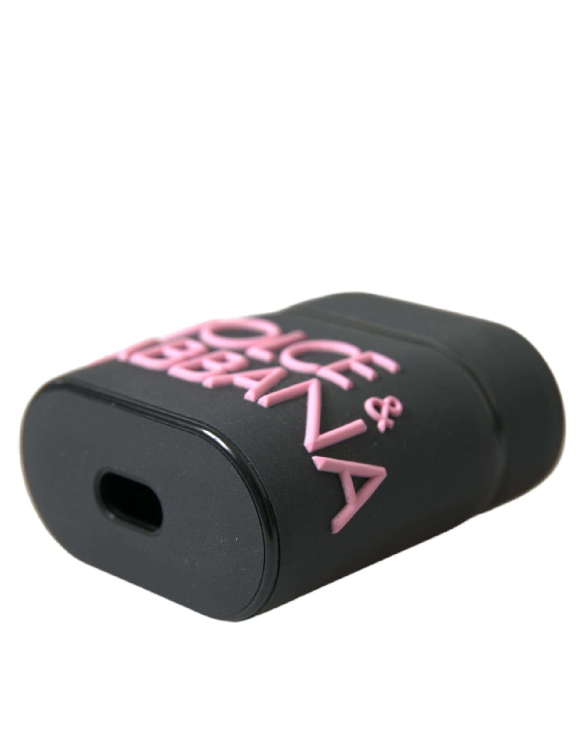 Black Pink Silicone Embossed Logo Airpods Case - 4