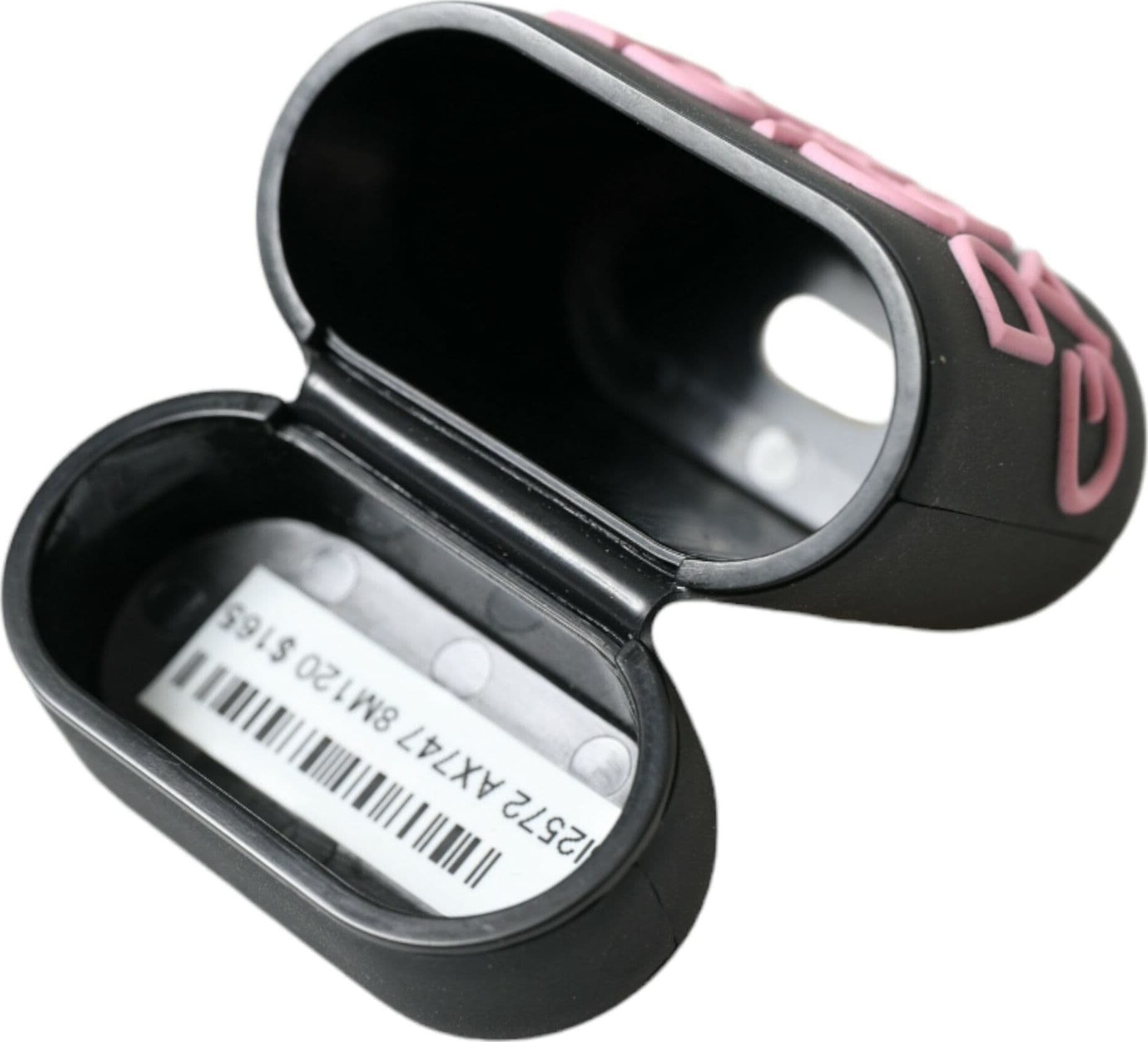 Black Pink Silicone Embossed Logo Airpods Case - 5