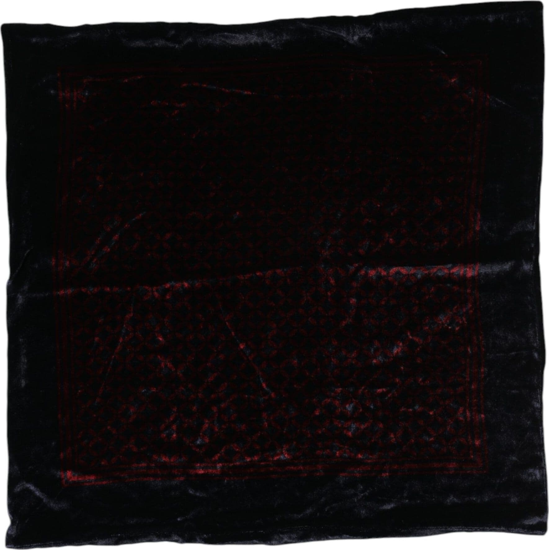 Black Red Viscose Square Men Foulard Scarf - 2