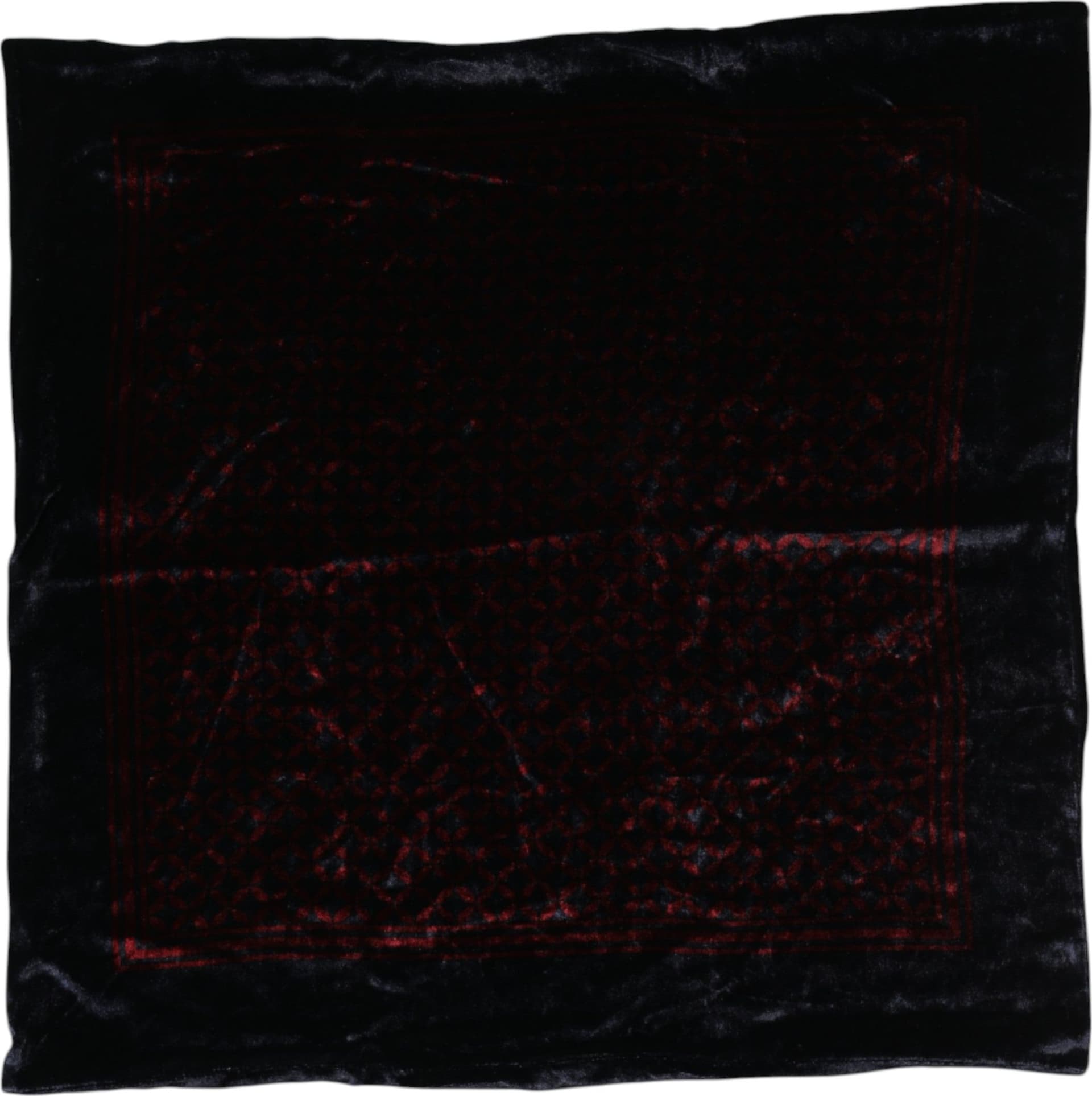 Black Red Viscose Square Men Foulard Scarf - 3