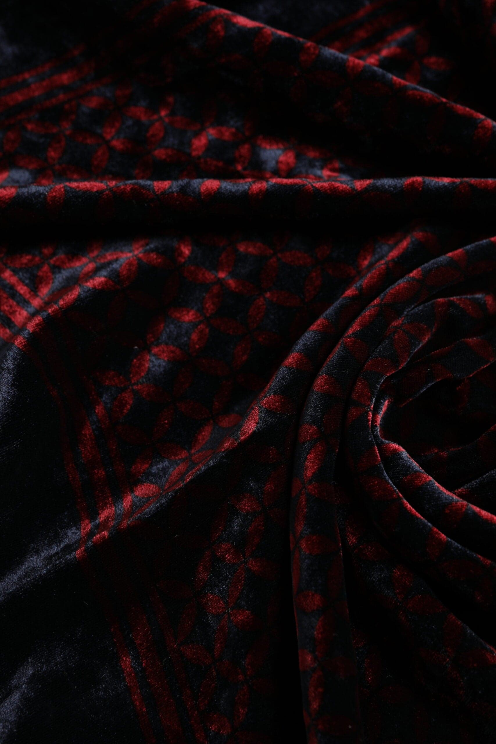 Black Red Viscose Square Men Foulard Scarf - 5