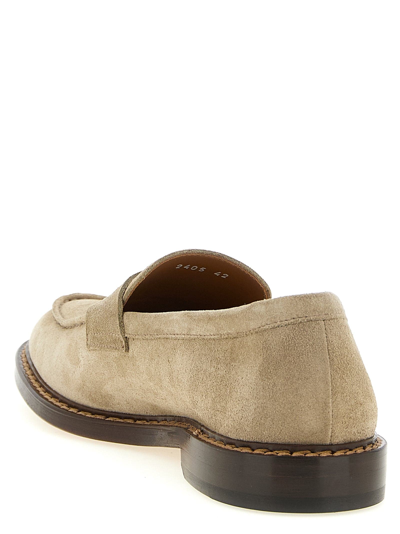 Beige Calfskin Slip-On Loafers - 3