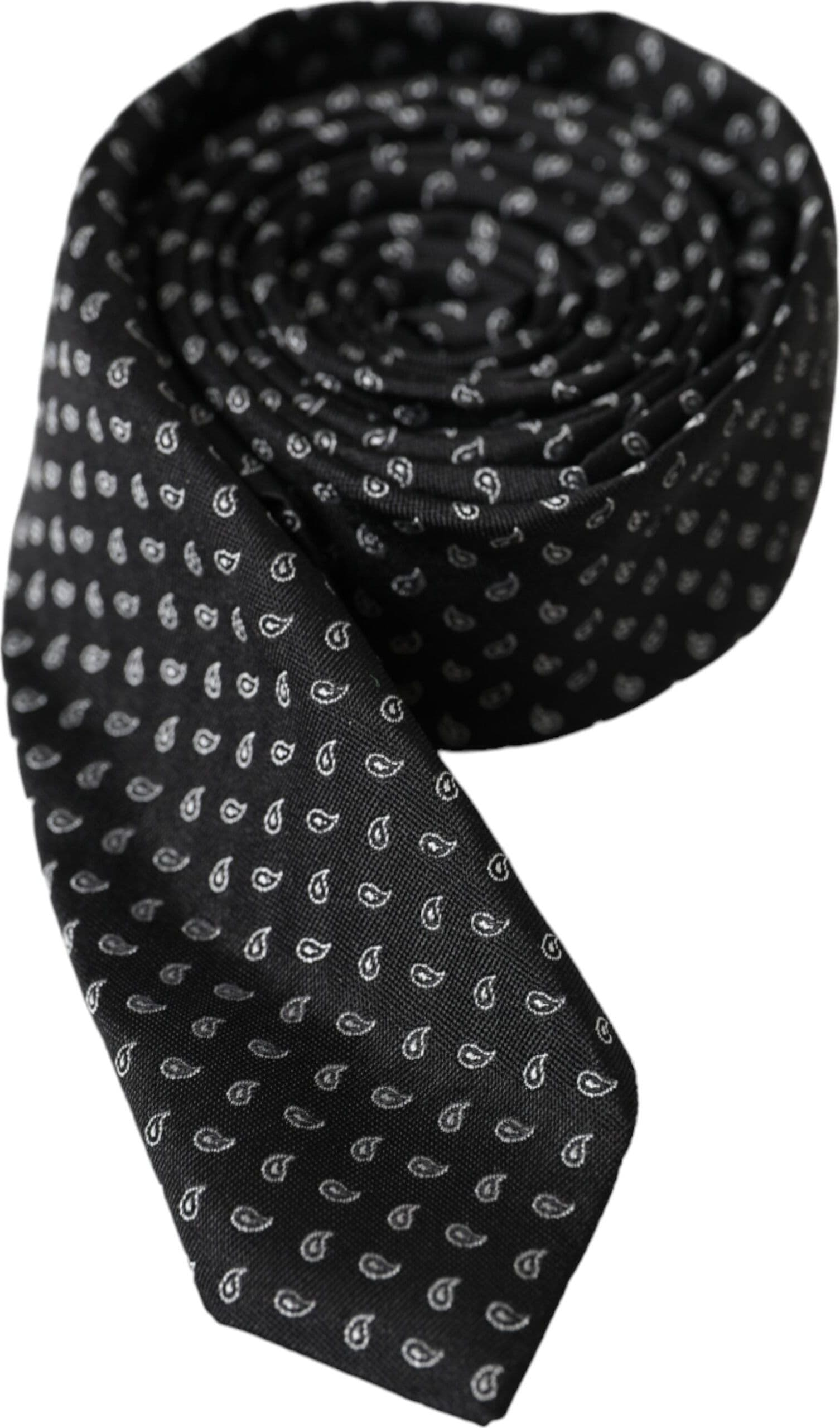 Black Jacquard Patterned Silk Adjustable Men Tie - 3