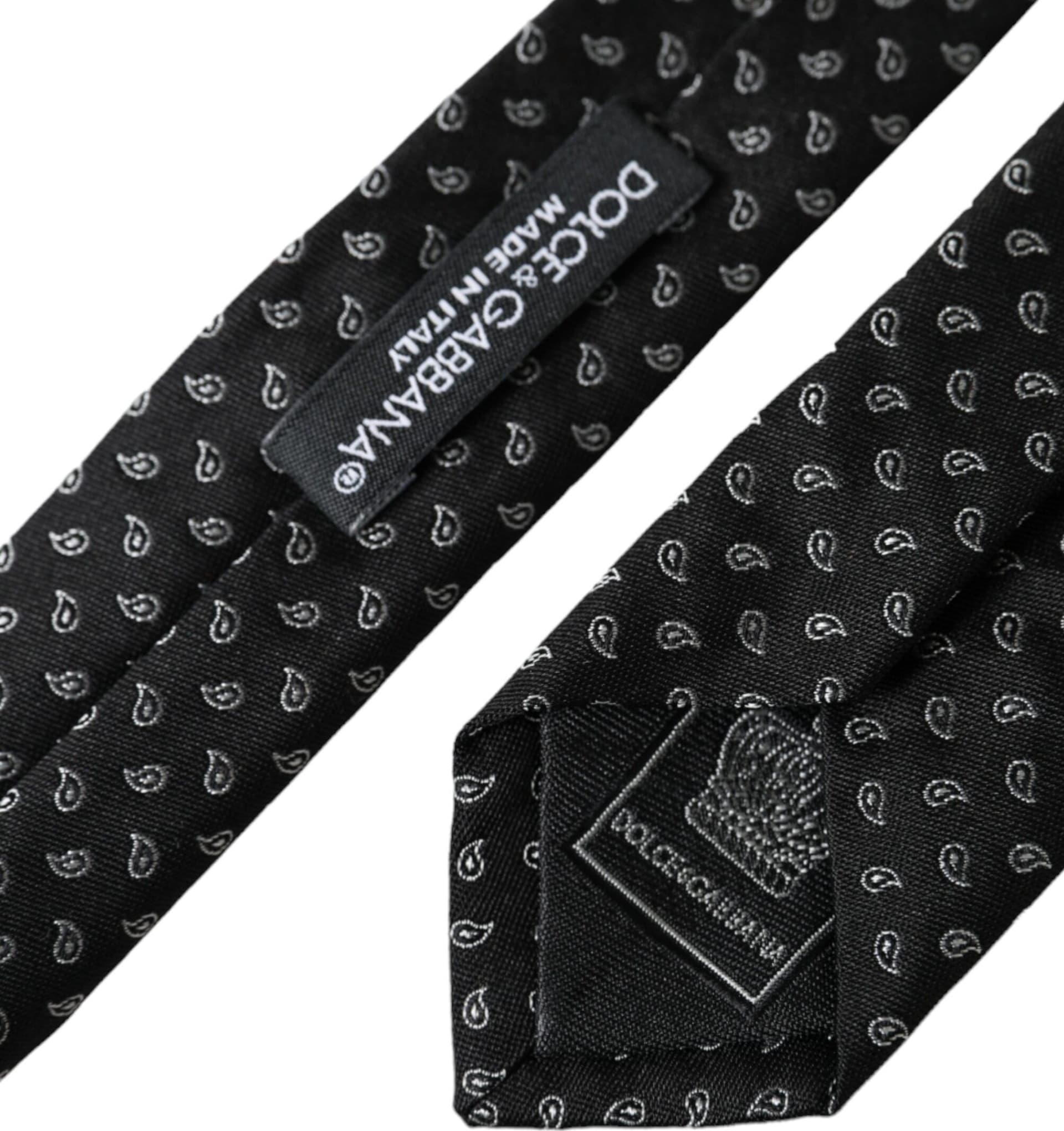 Black Jacquard Patterned Silk Adjustable Men Tie - 4