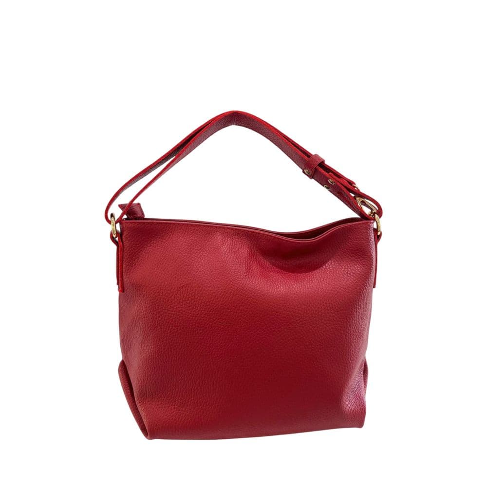 Red Leather Women Shoulder Bag - 3