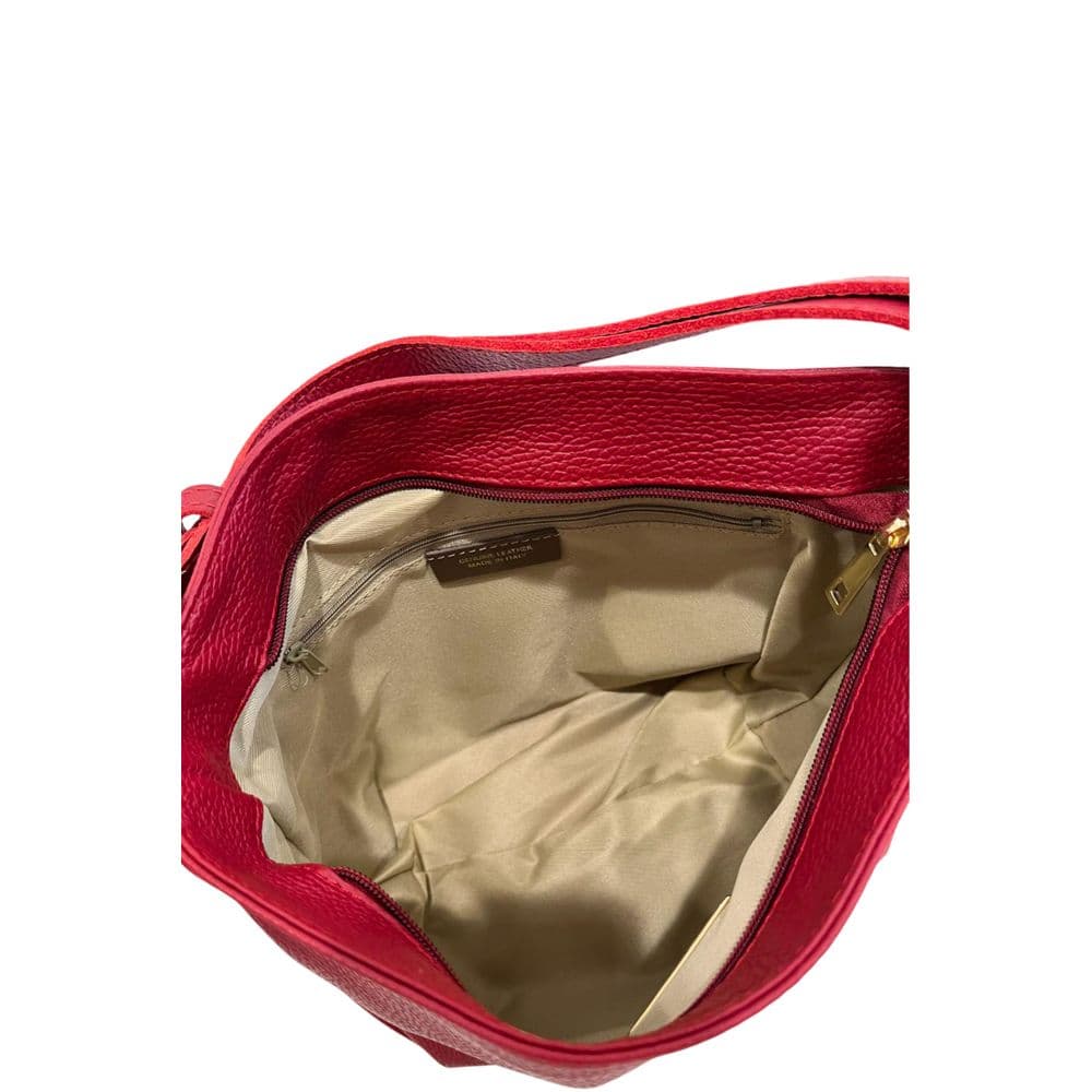 Red Leather Women Shoulder Bag - 6