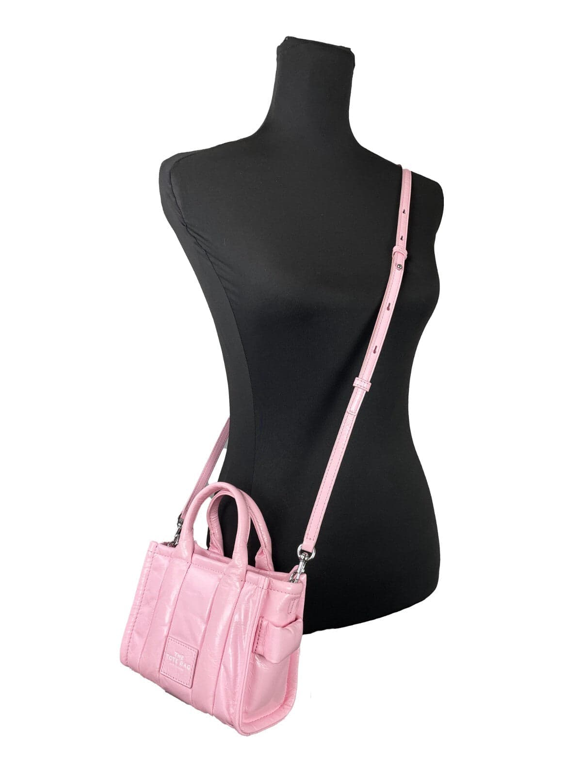 Marc Jacobs The Shiny Crinkle Micro Tote Bubblegum Leather Crossbody - 4
