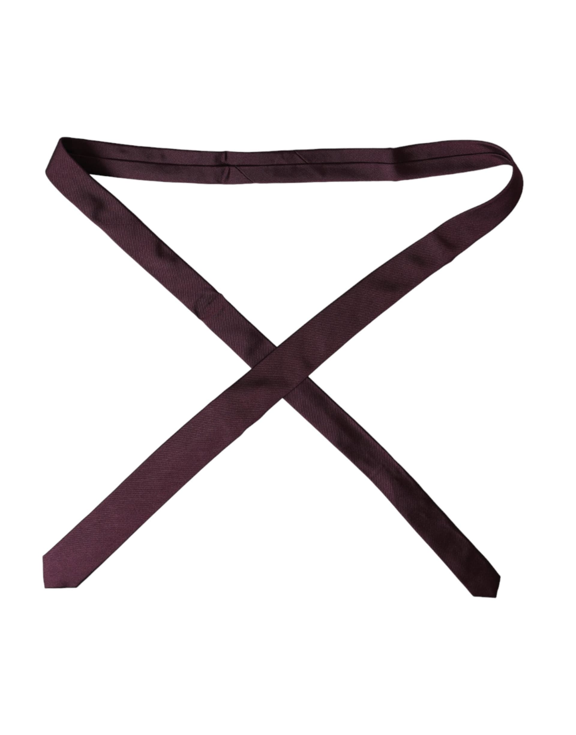 Bordeaux Solid 100% Silk Adjustable Men Tie - 3
