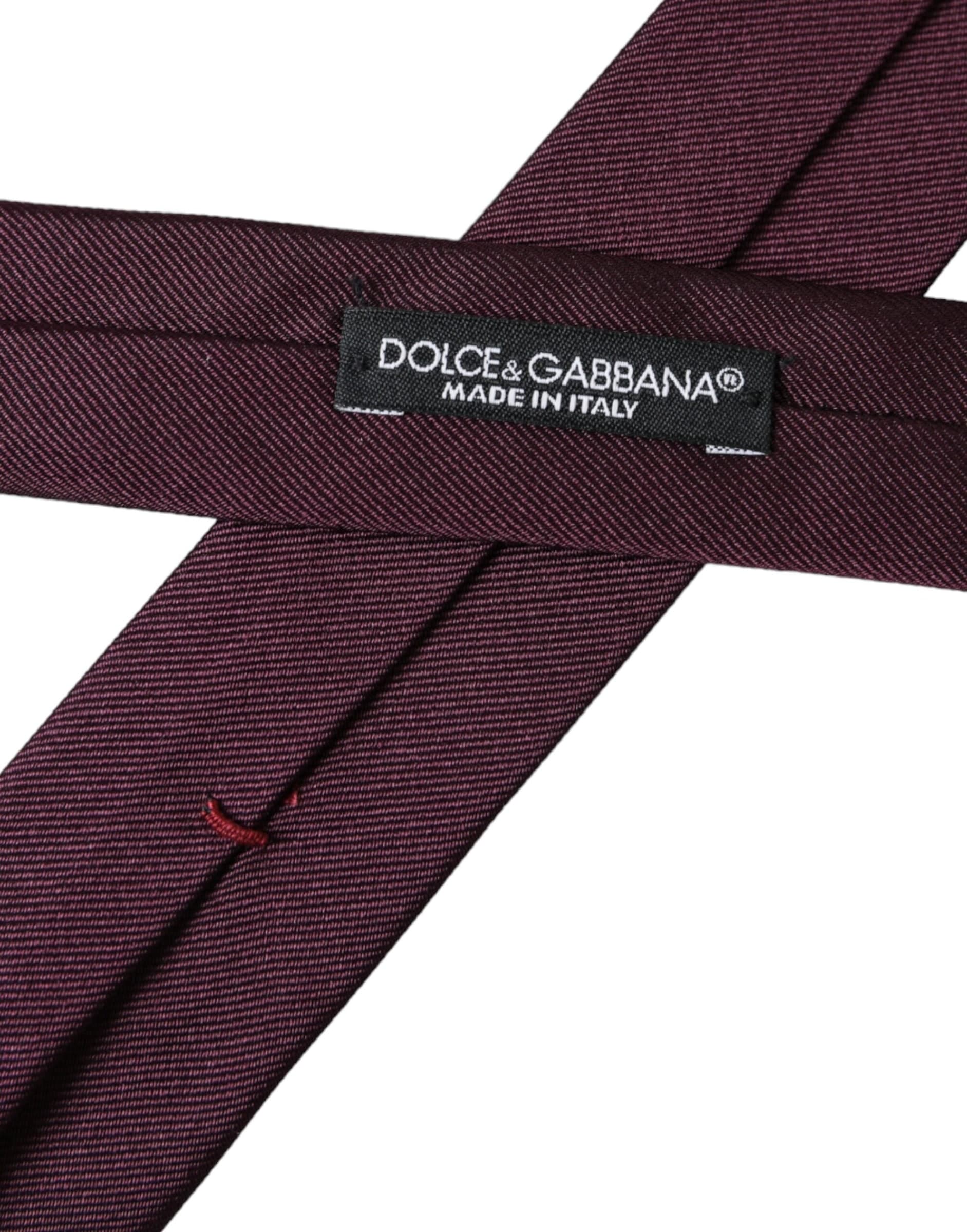 Bordeaux Solid 100% Silk Adjustable Men Tie - 5