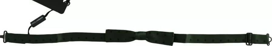 Green Dotted Silk Adjustable Neck Bow Tie - 5