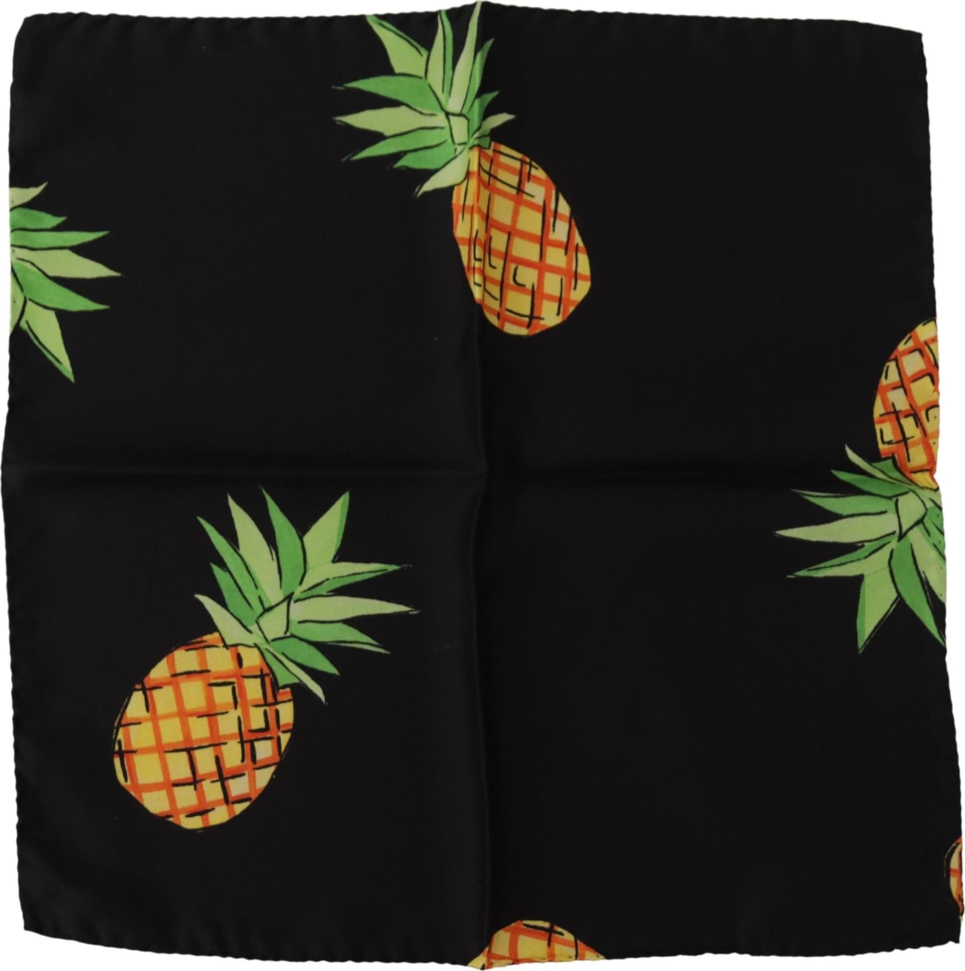 Black Pineapple Printed Square Handkerchief  Scarf - 2
