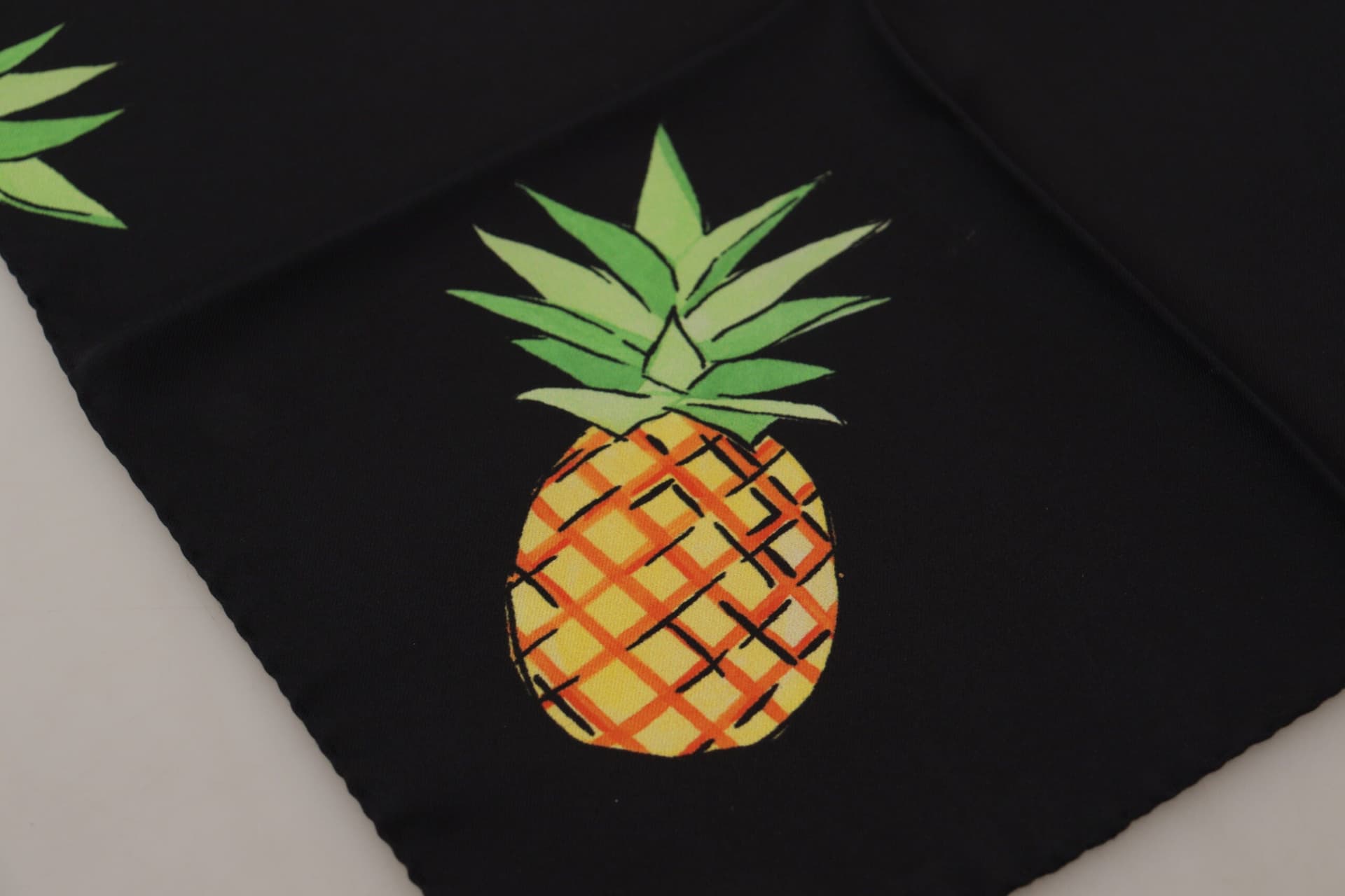 Black Pineapple Printed Square Handkerchief  Scarf - 3