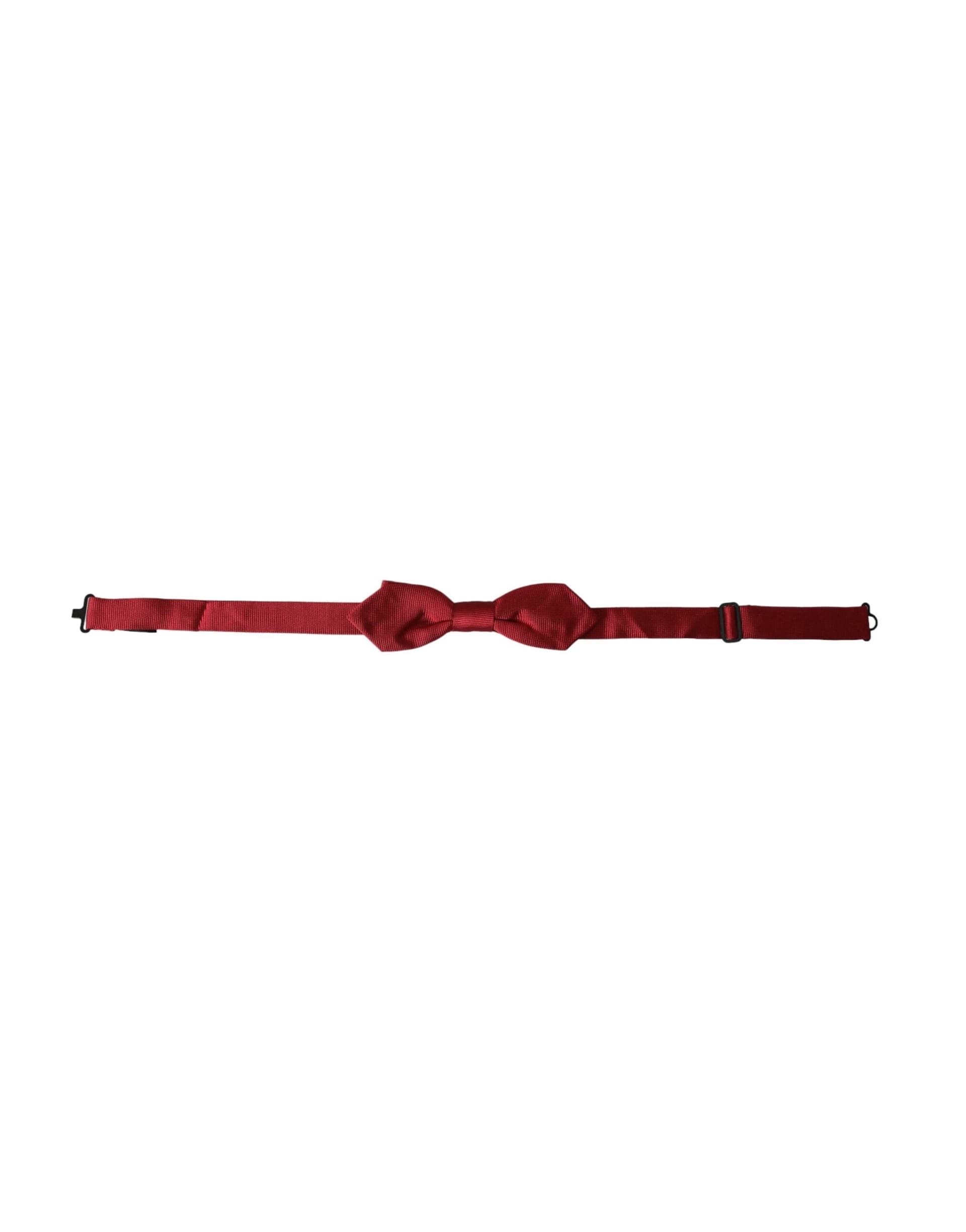 Red Silk Jacquard Adjustable Neck Men Bow Tie - 2
