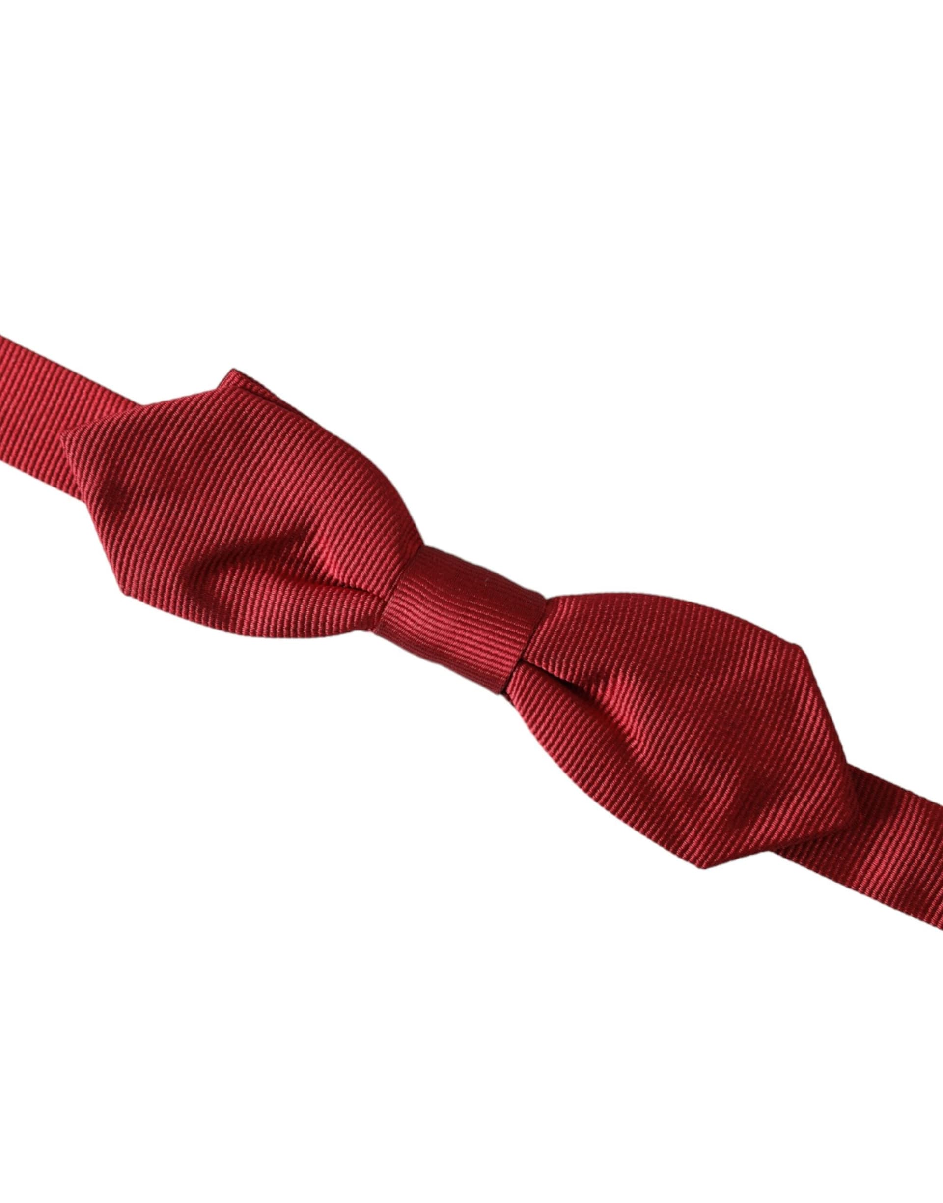 Red Silk Jacquard Adjustable Neck Men Bow Tie - 3