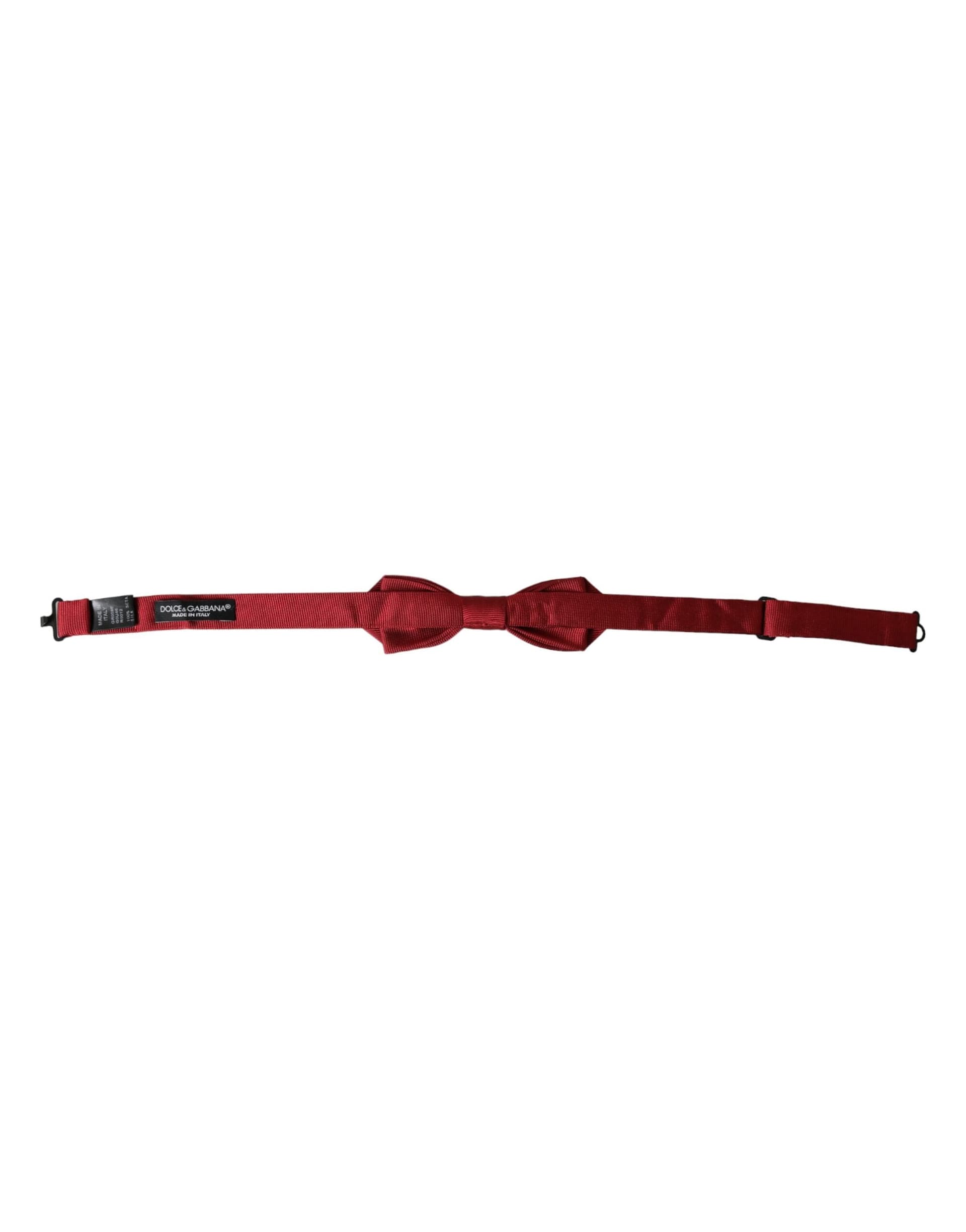 Red Silk Jacquard Adjustable Neck Men Bow Tie - 4