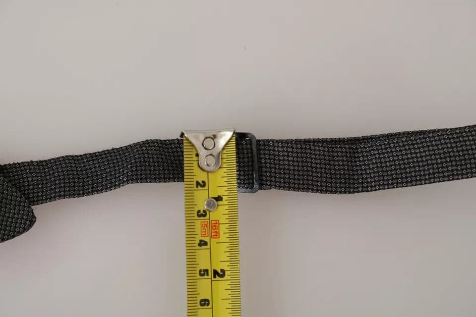 Gray Silk Patterned Mens Necktie Bow Tie - 6