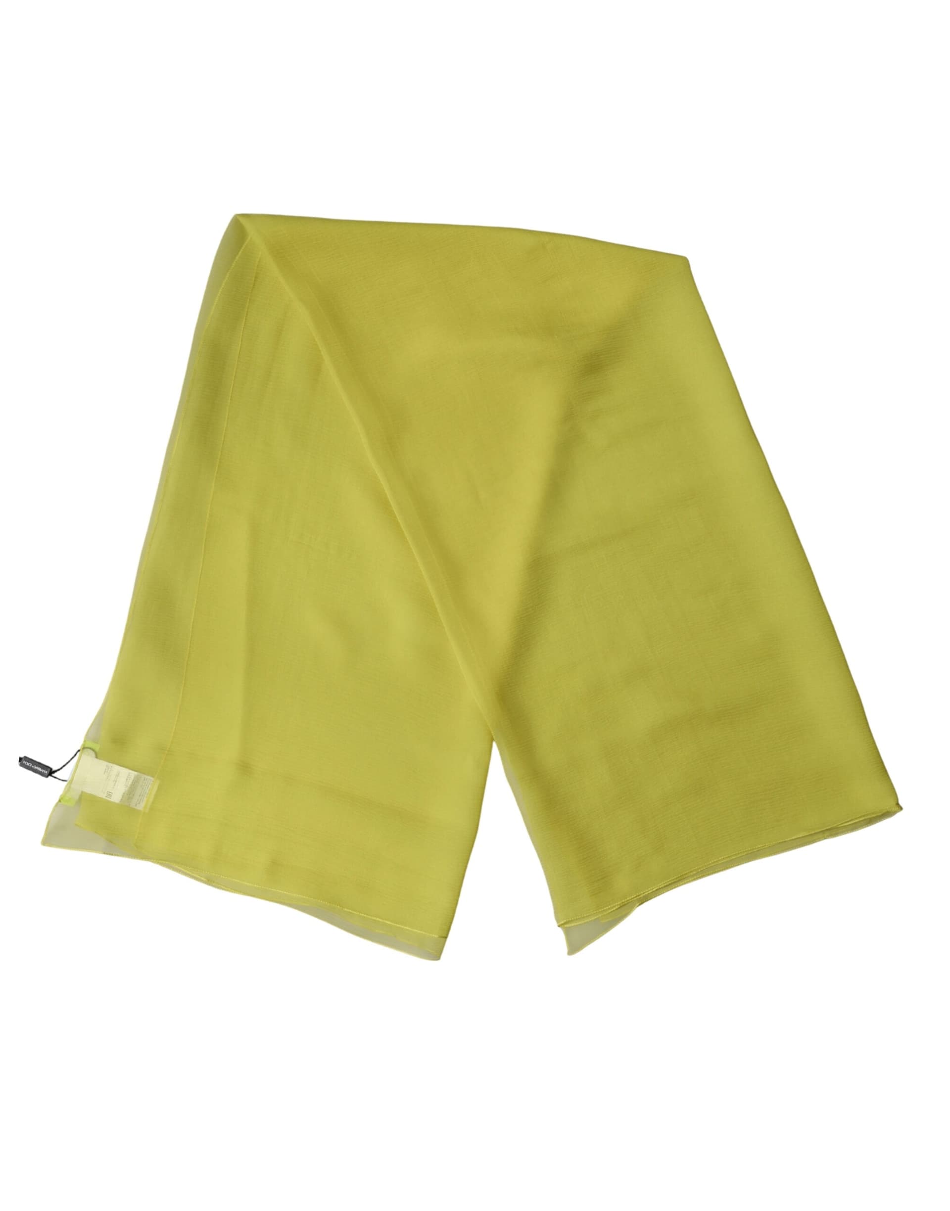 Yellow Silk Neck Wrap Shawl Foulard 120cm x 117cm Scarf - 2