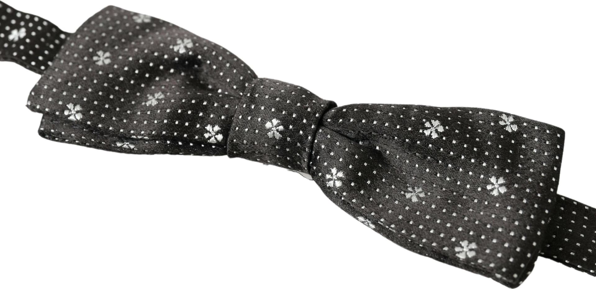 Black Patterned Silk Adjustable Men Neck Papillon Bow Tie - 2
