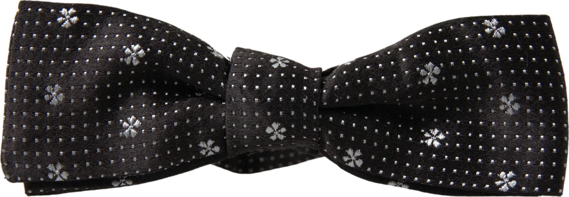 Black Patterned Silk Adjustable Men Neck Papillon Bow Tie - 3