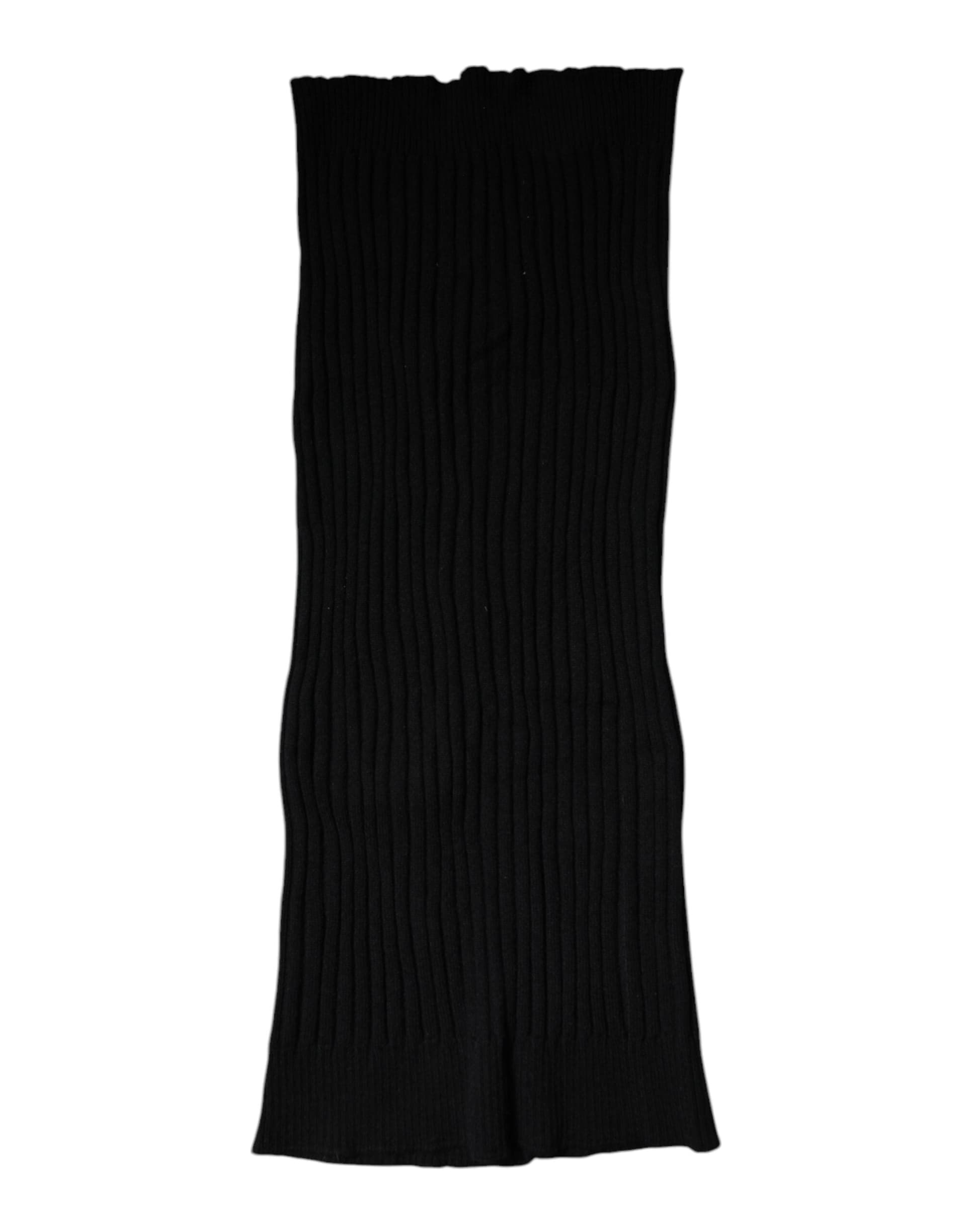 Black Cashmere Knitted Neck Warmer Foulard Scarf - 2