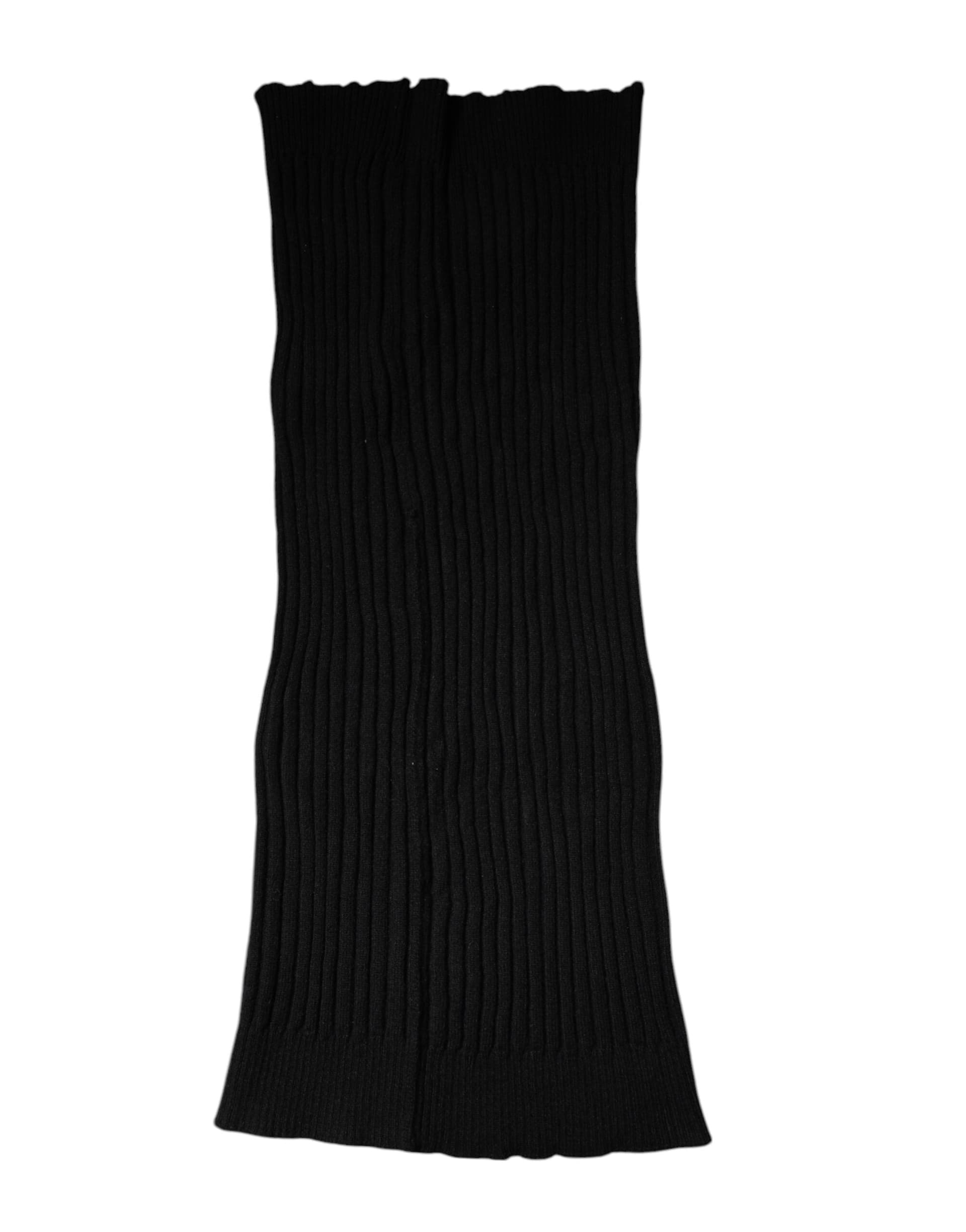 Black Cashmere Knitted Neck Warmer Foulard Scarf - 4