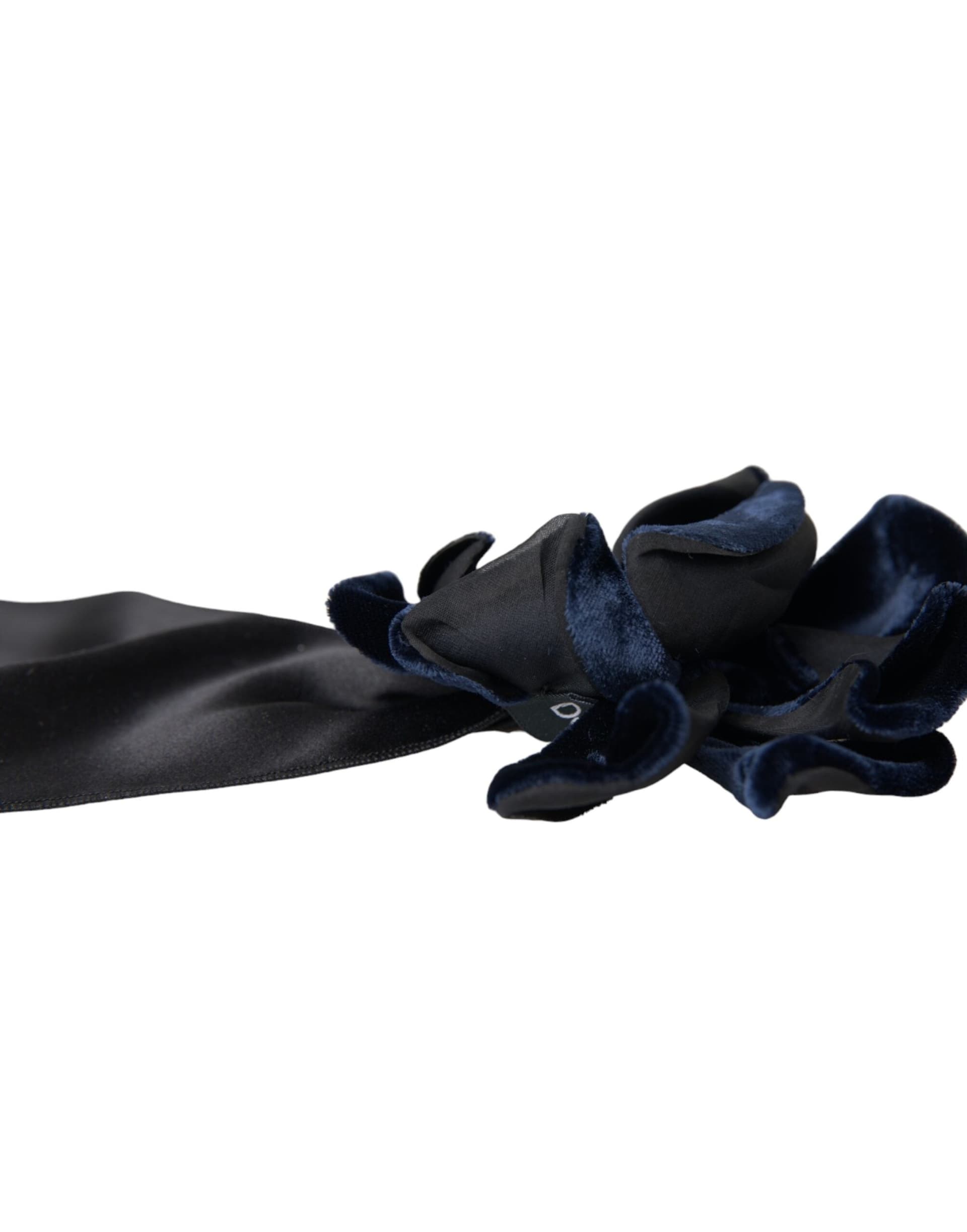 Black Silk Gold Brass Floral Hair Pin Brooch - 6