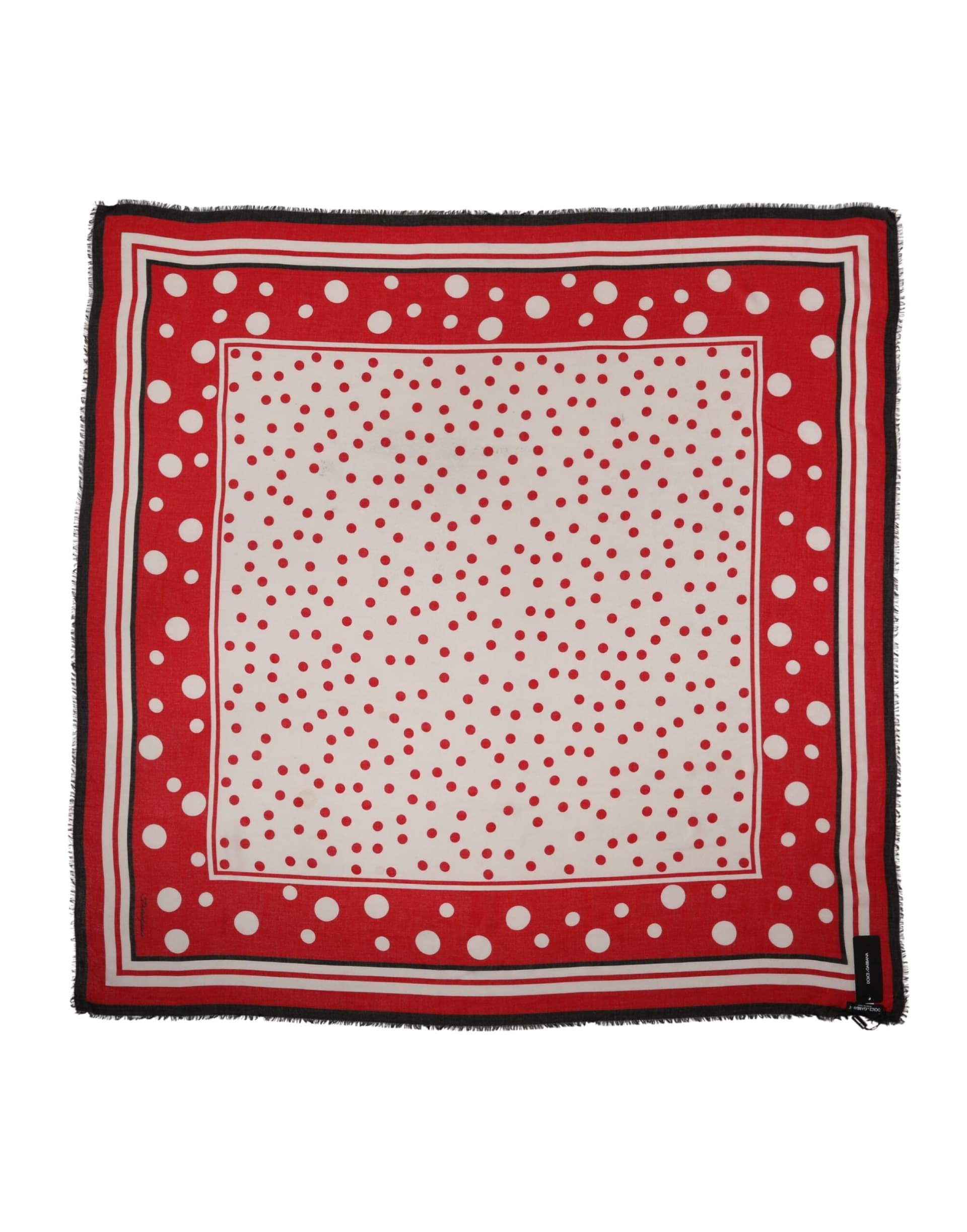 Red Polka Dot Print Square Stole 130cm x 130cm Scarf - 2