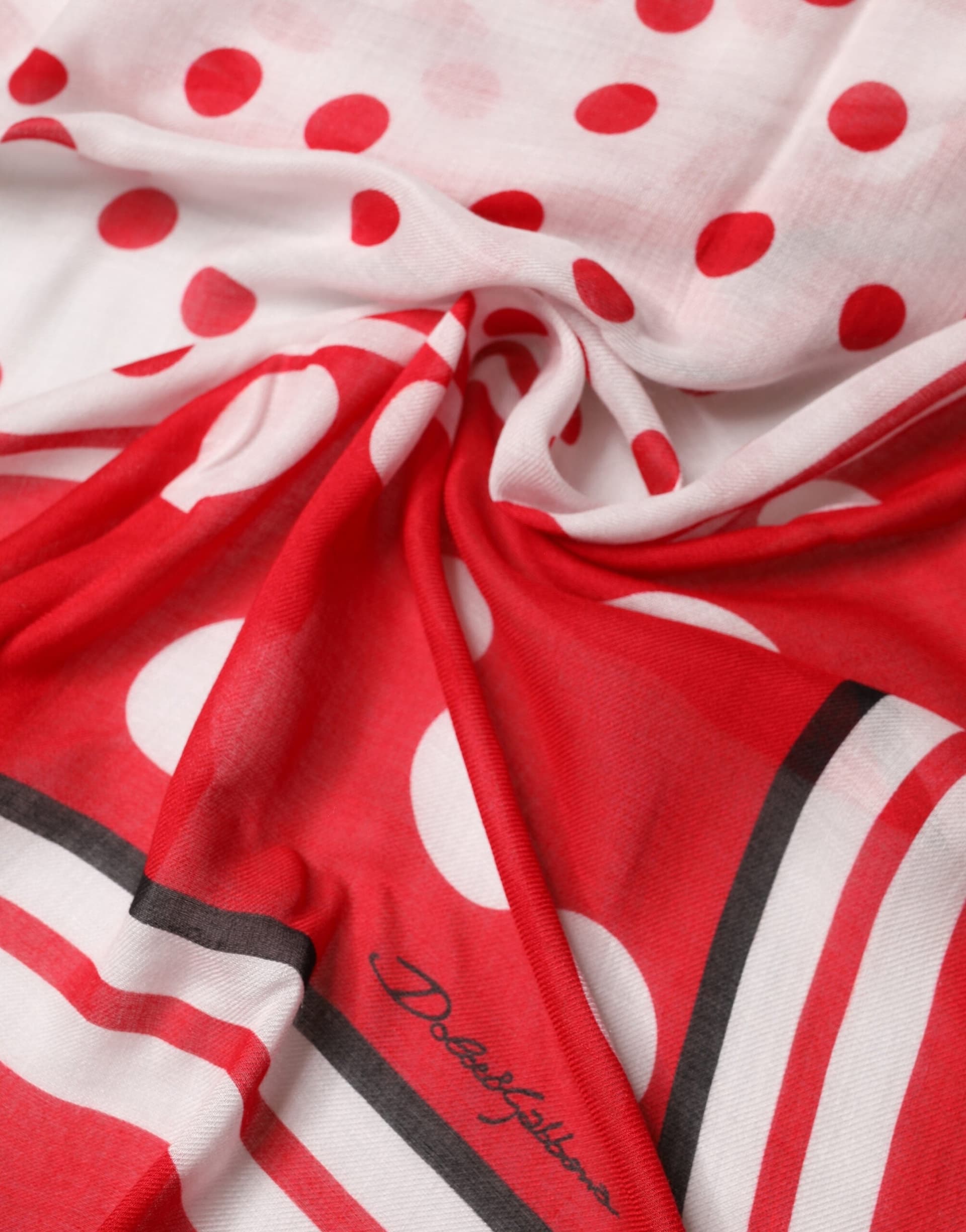 Red Polka Dot Print Square Stole 130cm x 130cm Scarf - 4
