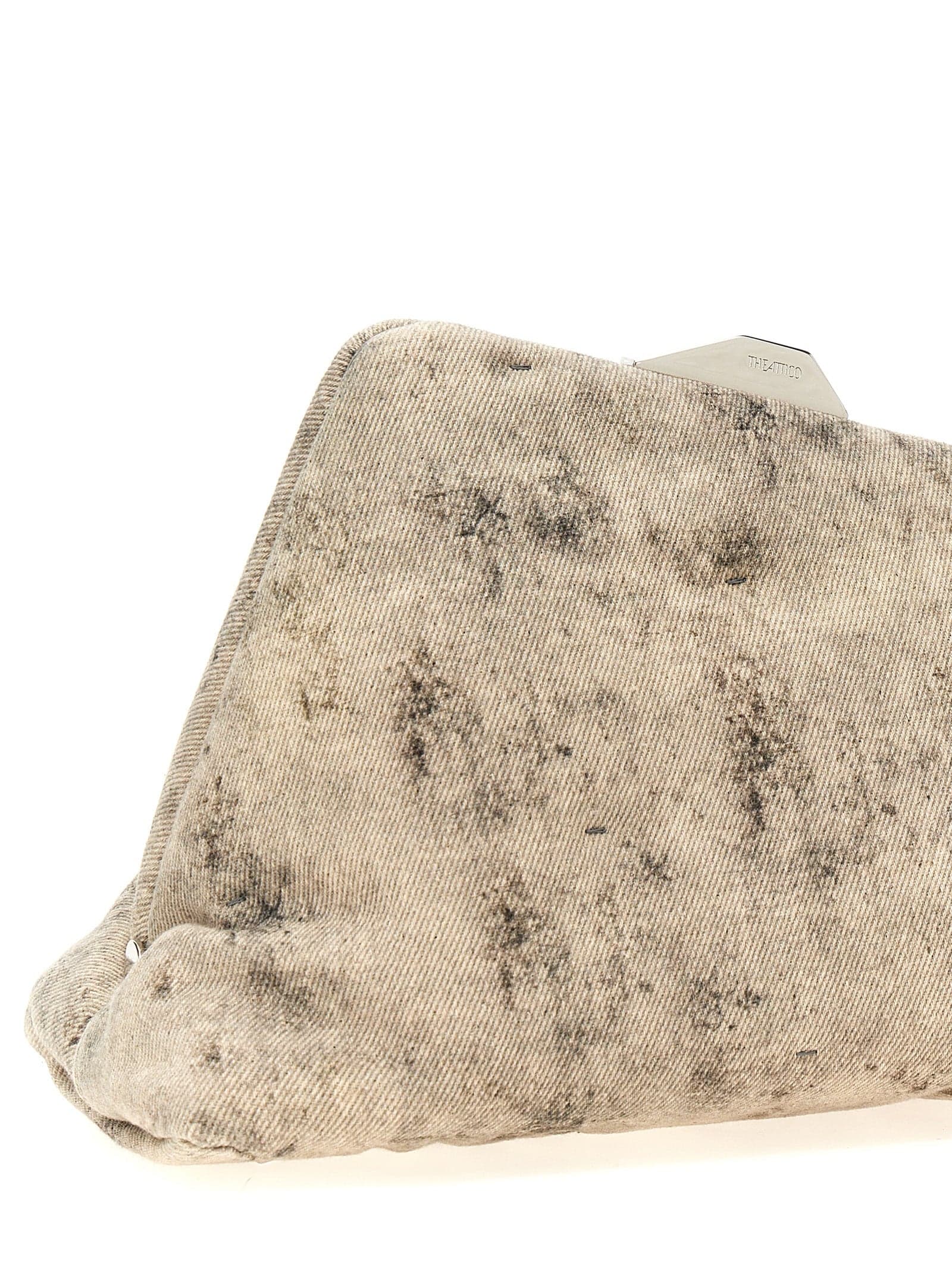Gray Leather Clutch Bag - 3