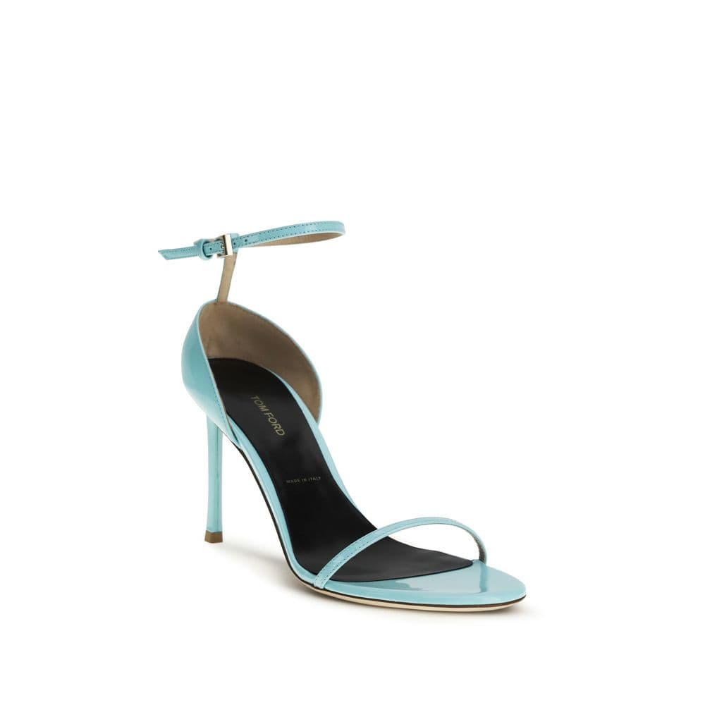 Blue Calf Leather Bos Taurus Stiletto Heel Sandals - 2