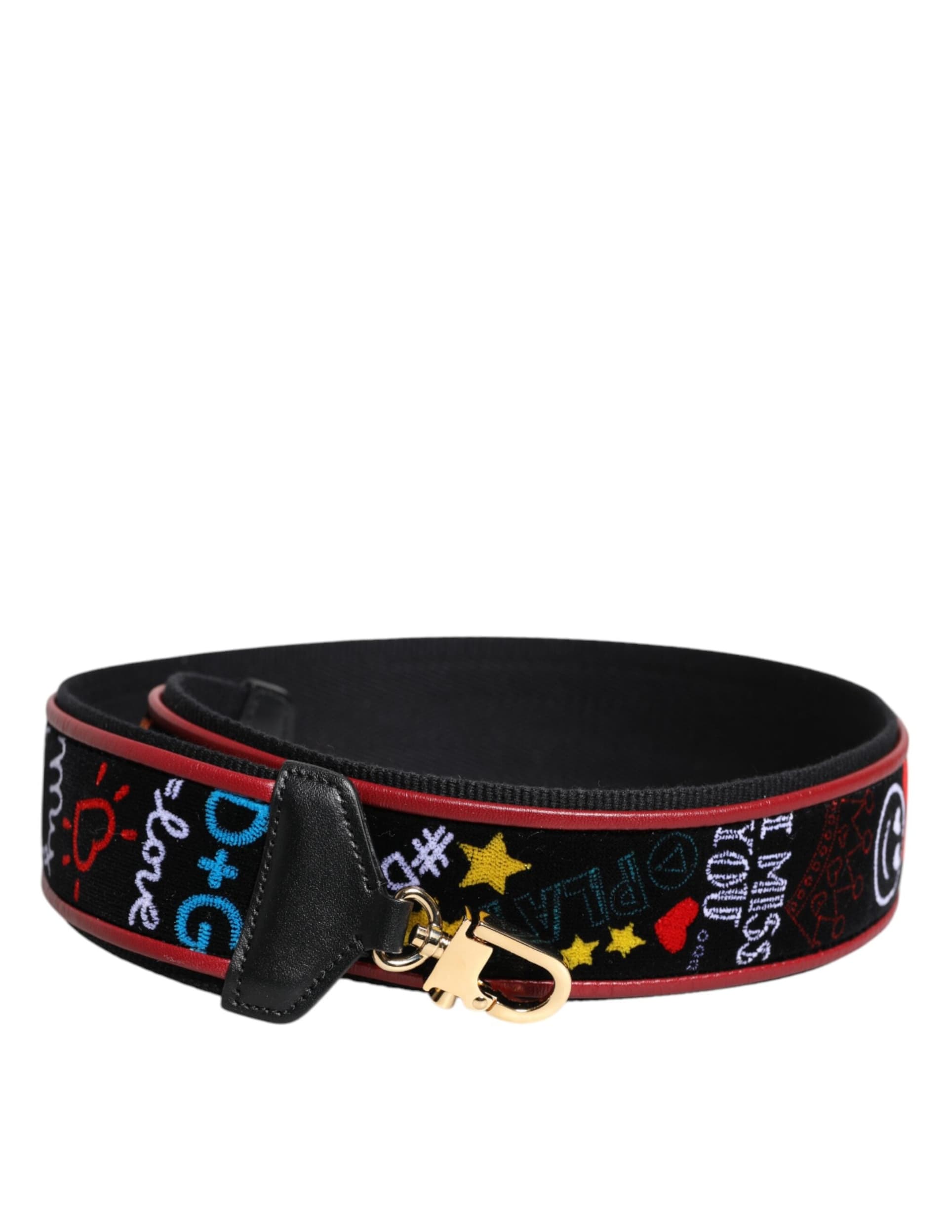Black Cotton Printed Bag Shoulder Strap - 3