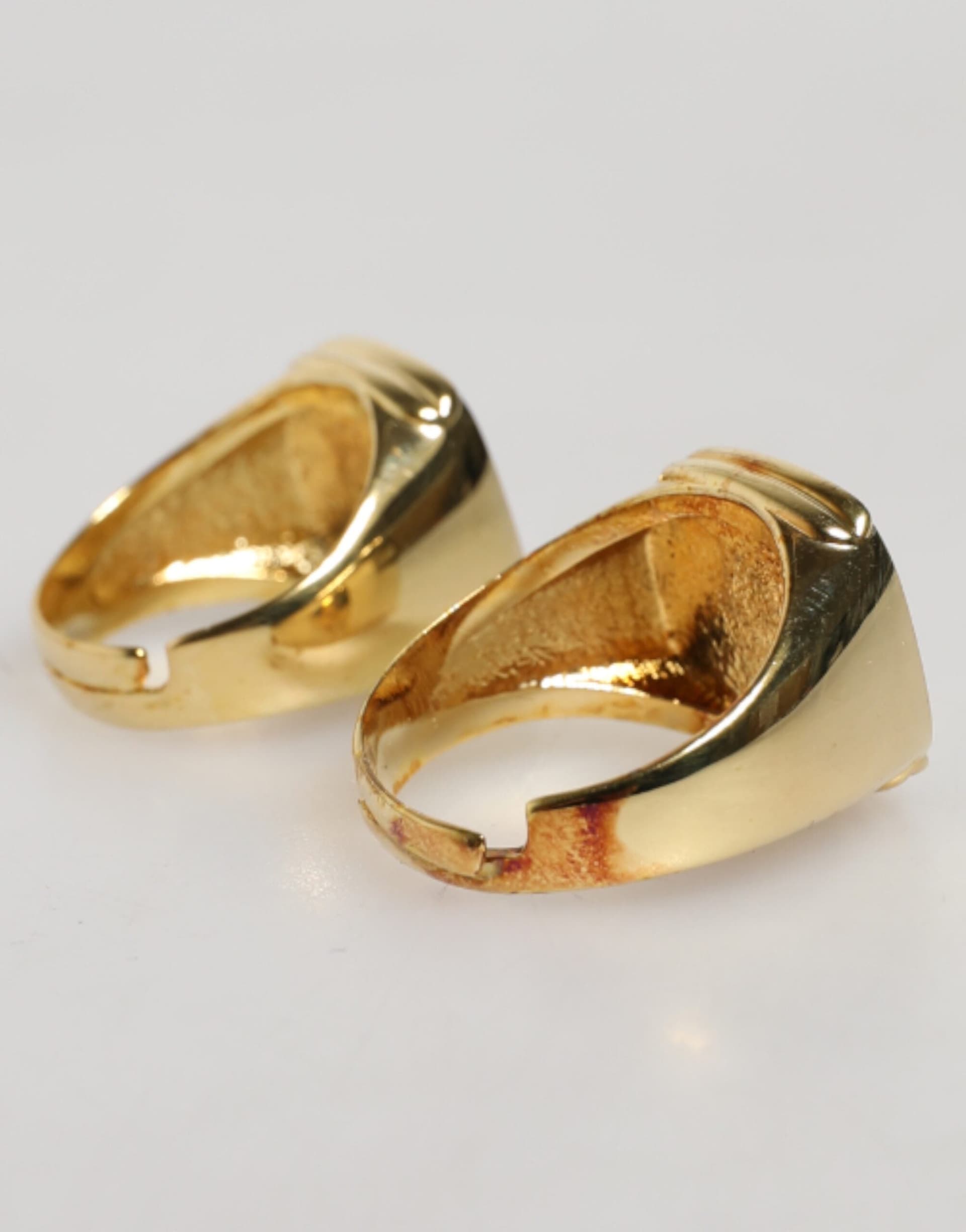 Gold-Tone Real Brass Black Enamel "DG" Adjustable Rings - 4