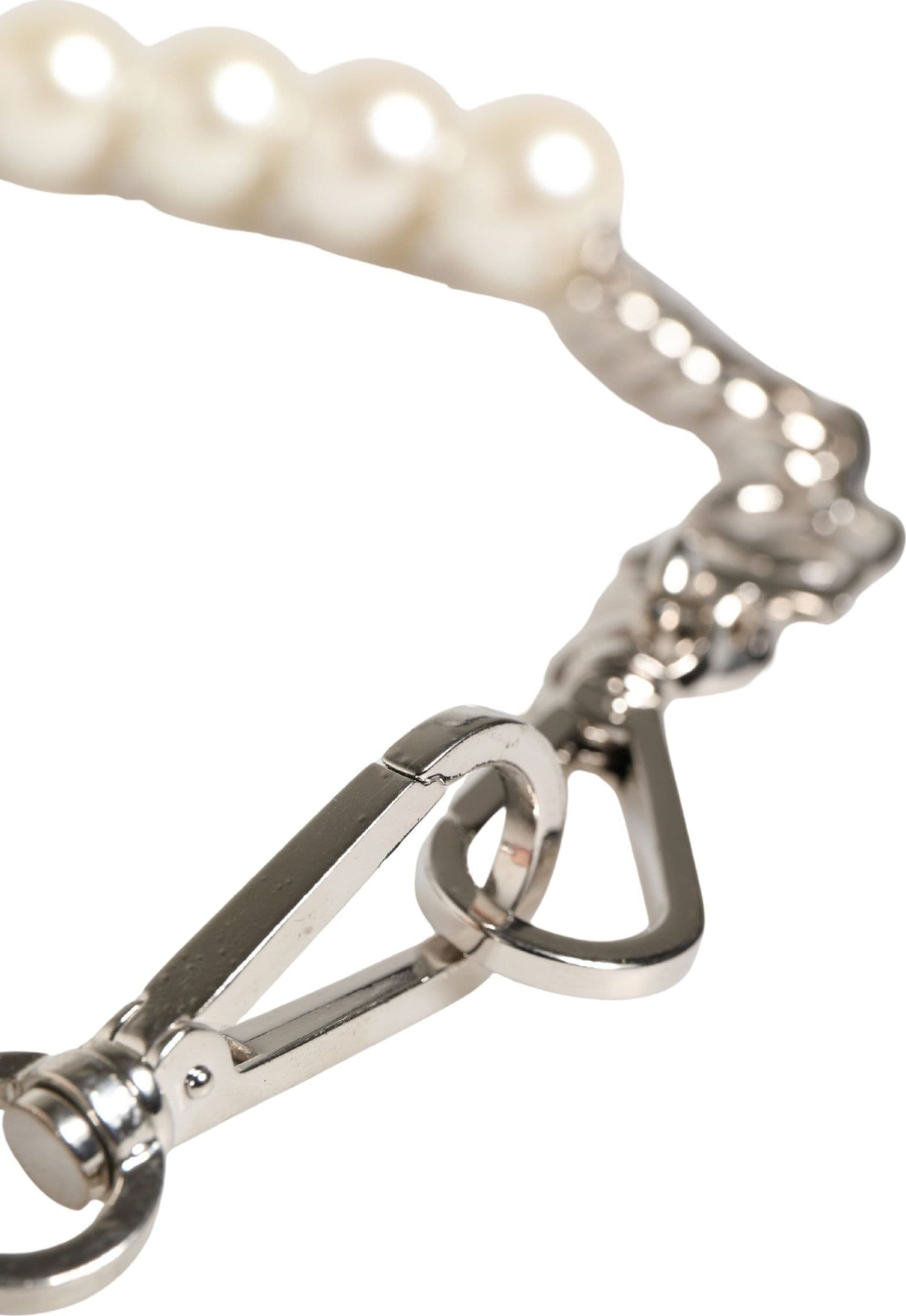 Black Leather Silver Chain Bag Accessory Shoulder Strap - 2