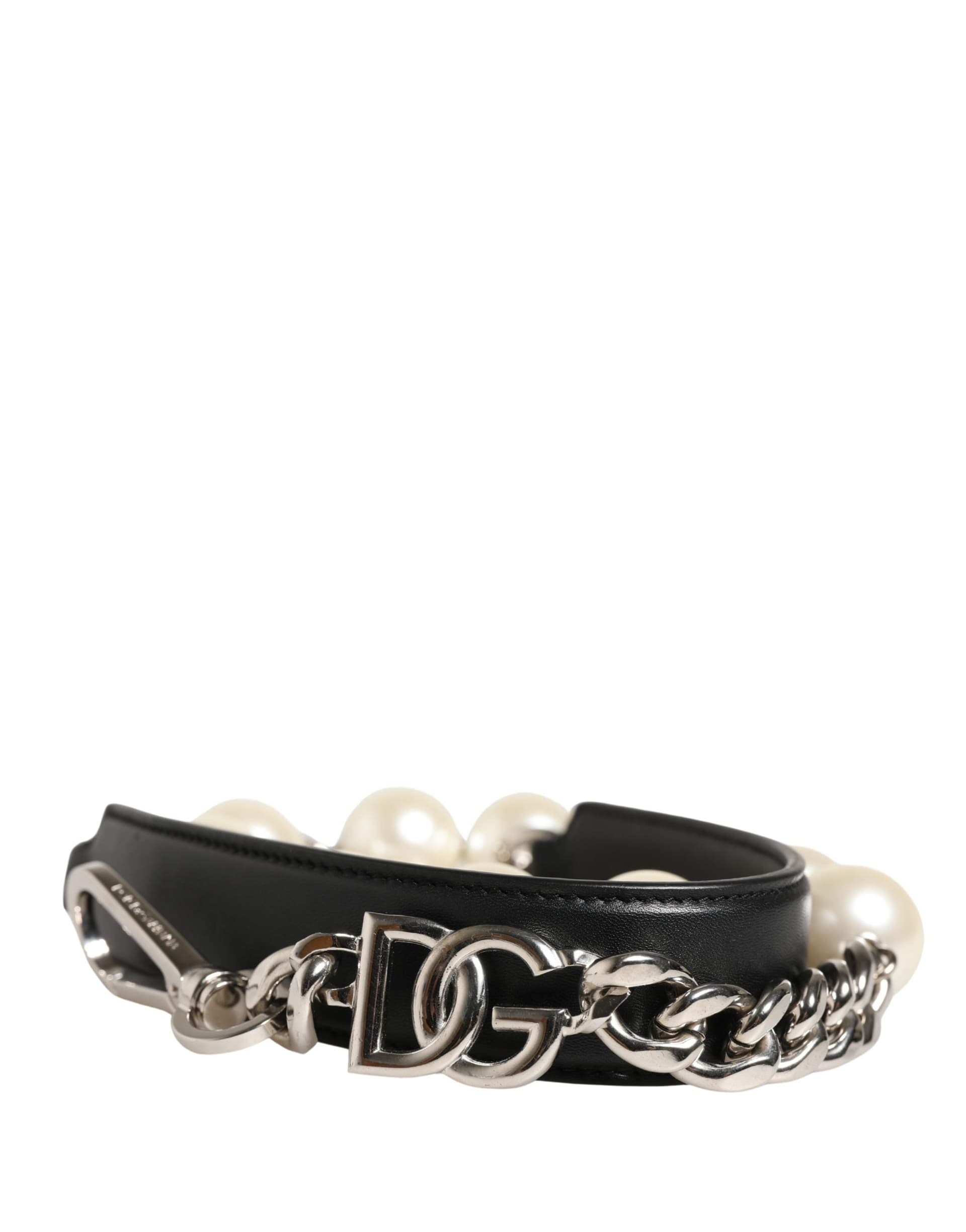 Black Leather Silver Chain Bag Accessory Shoulder Strap - 5