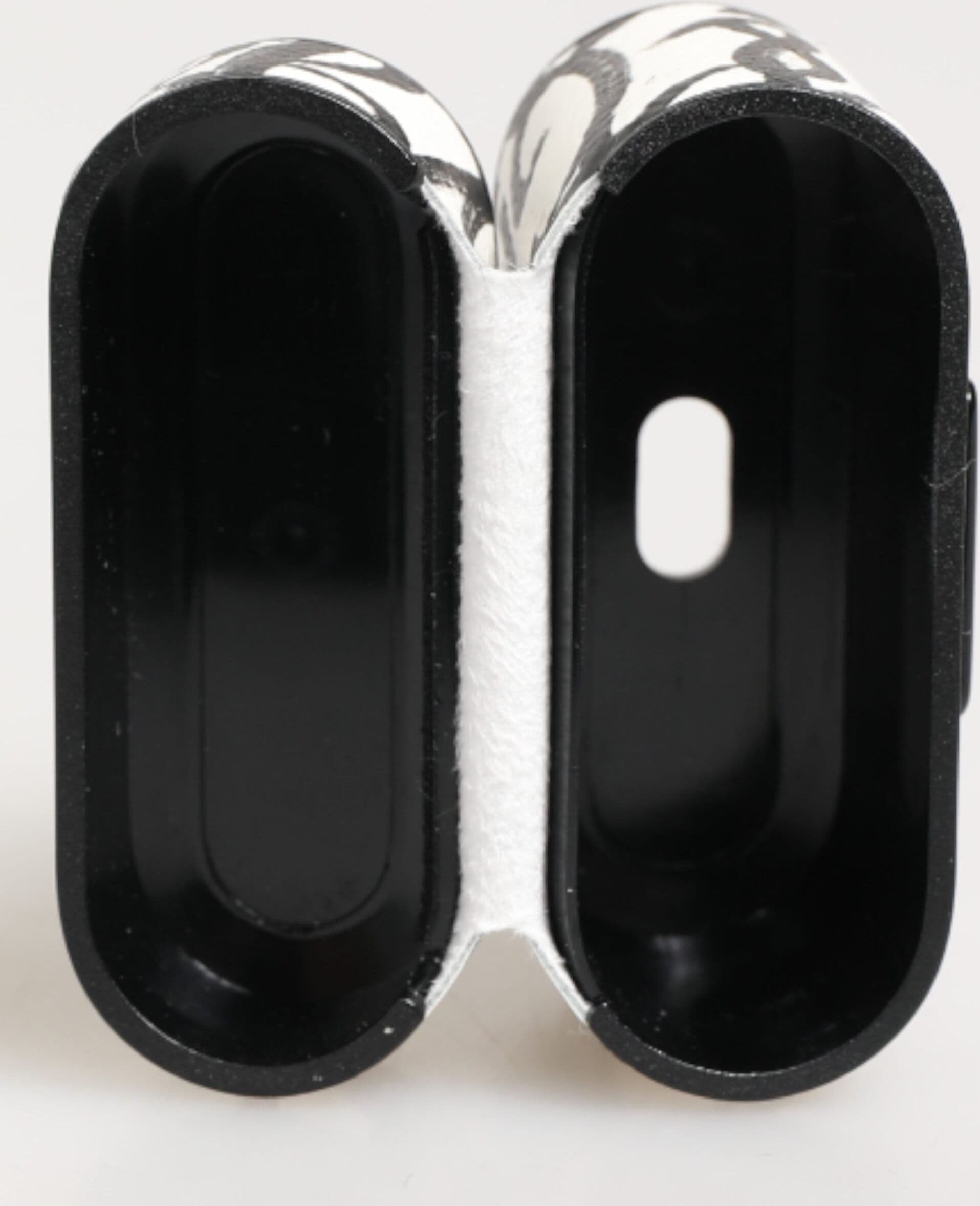 Black White Leather Monogram Print Logo Holder Airpods Case - 7