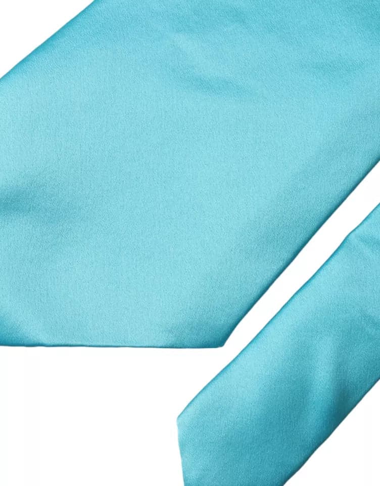 Light Blue Satin Silk Wide Adjustable Men Tie - 2