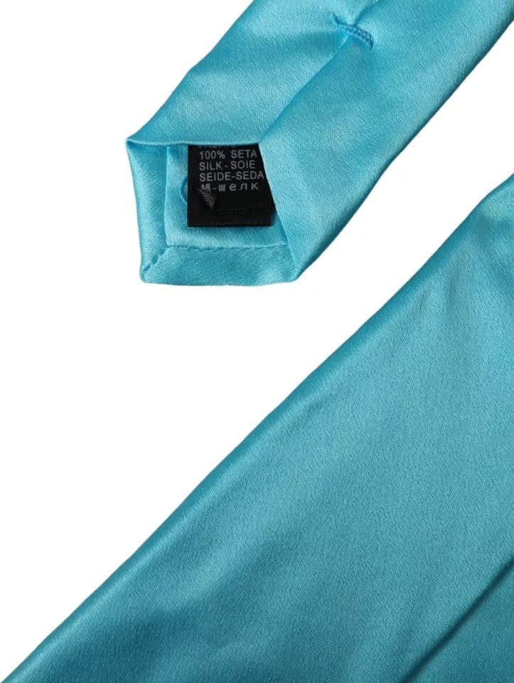 Light Blue Satin Silk Wide Adjustable Men Tie - 3