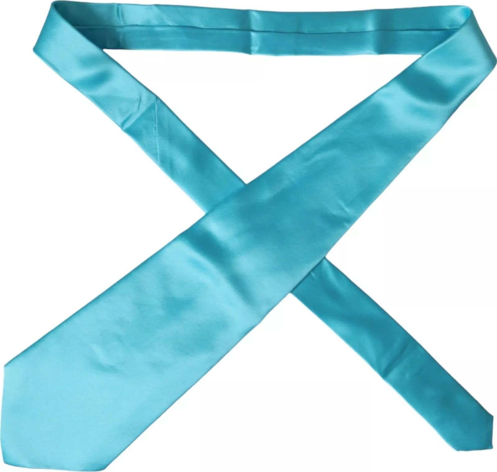 Light Blue Satin Silk Wide Adjustable Men Tie - 5