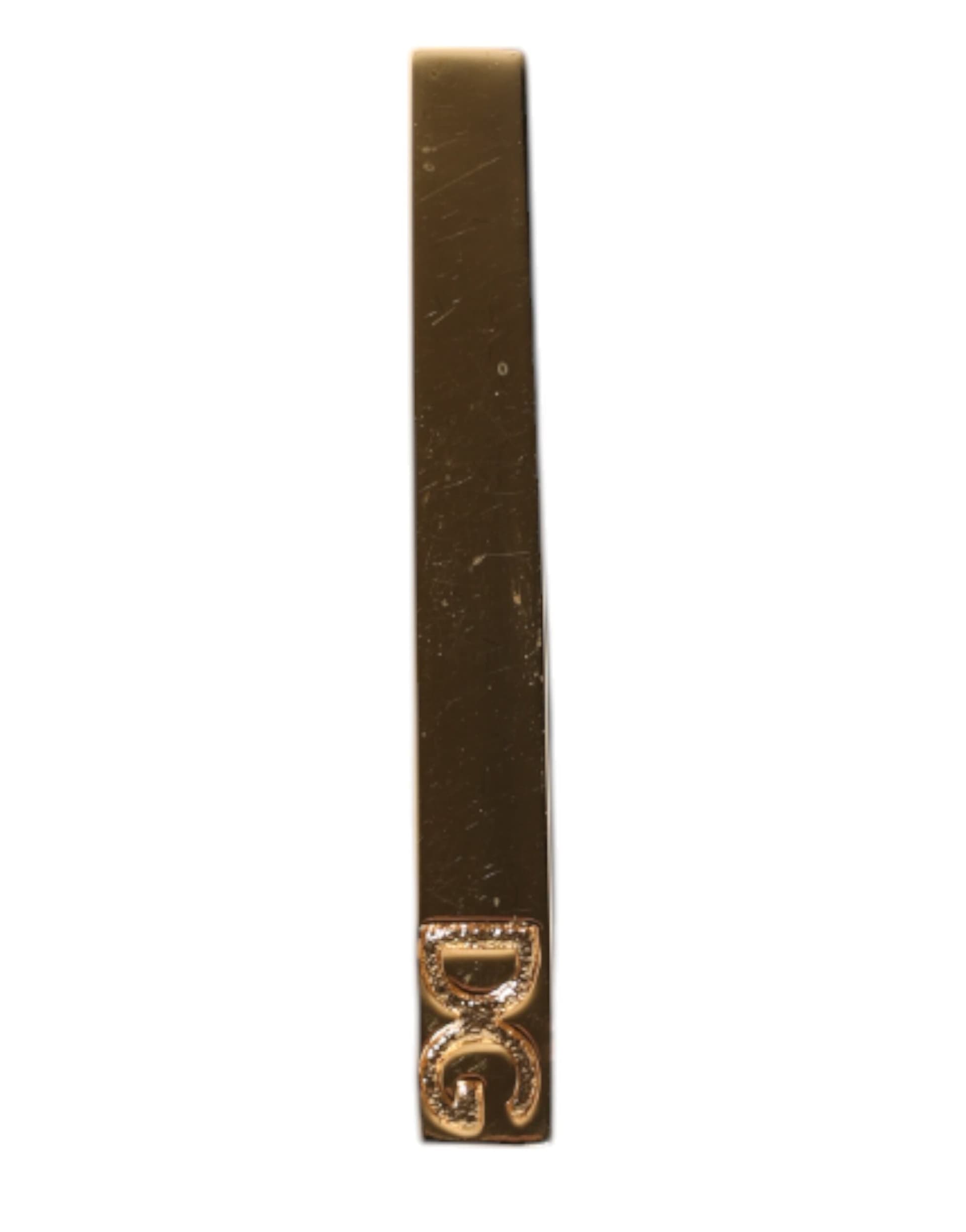 Gold Tone Brass Logo Branded Tie Clip Bar - 2
