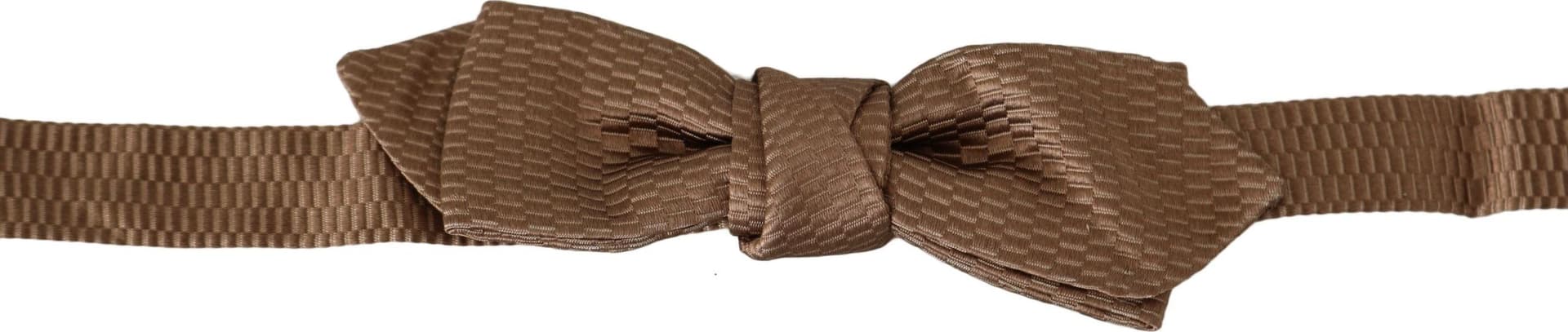Men Brown Gold Adjustable Neck Papillon Bow Tie - 2