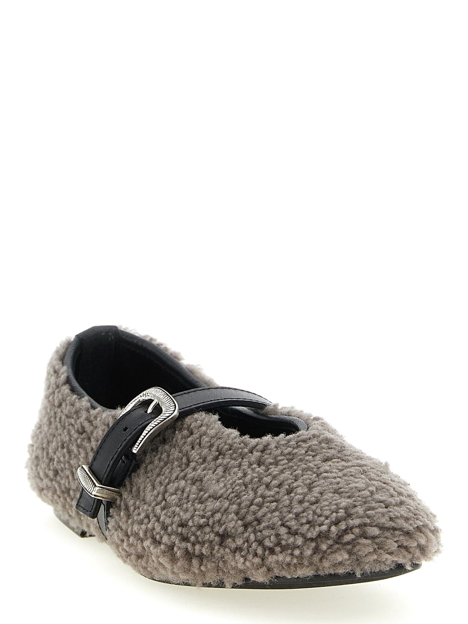 Gray Calfskin Ballet Flats - 2