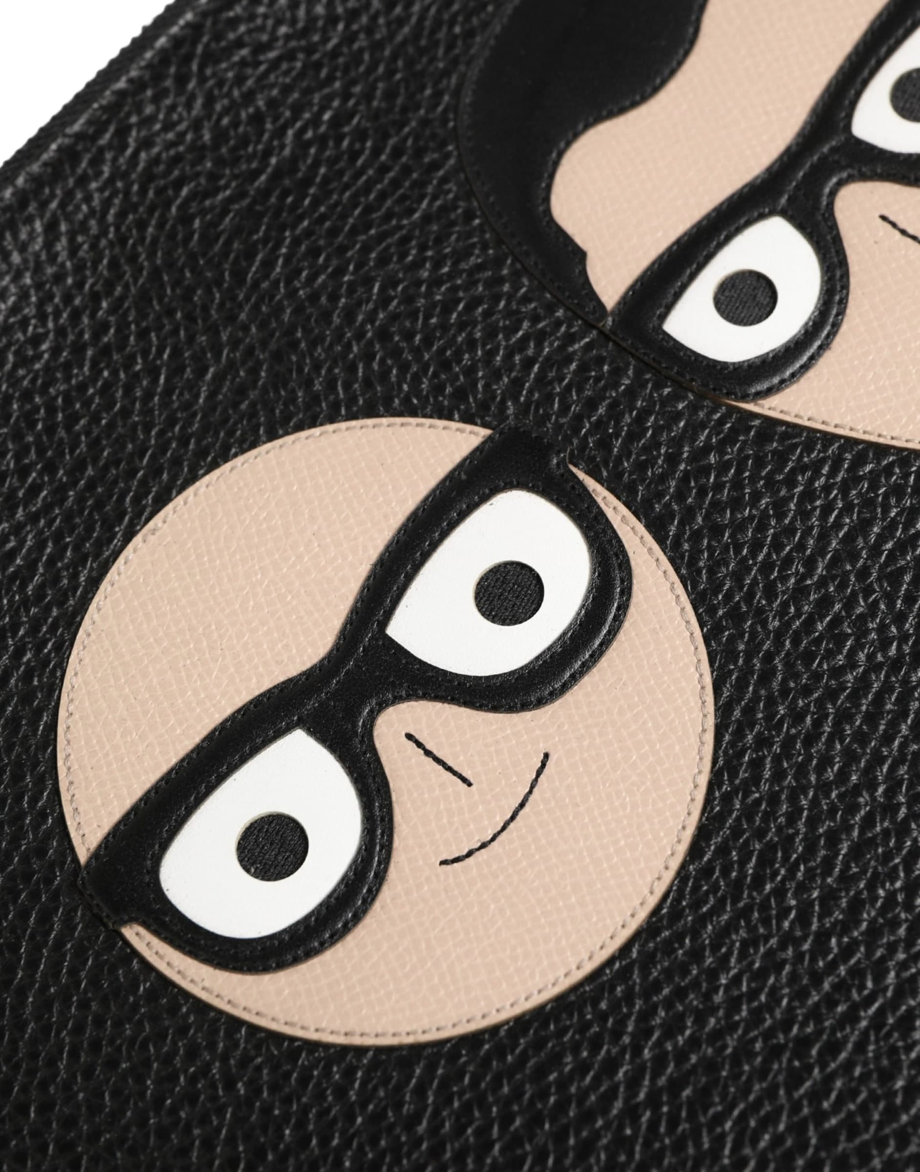 Black #DGFamily Embellished Leather Clutch Borse Bag - 4
