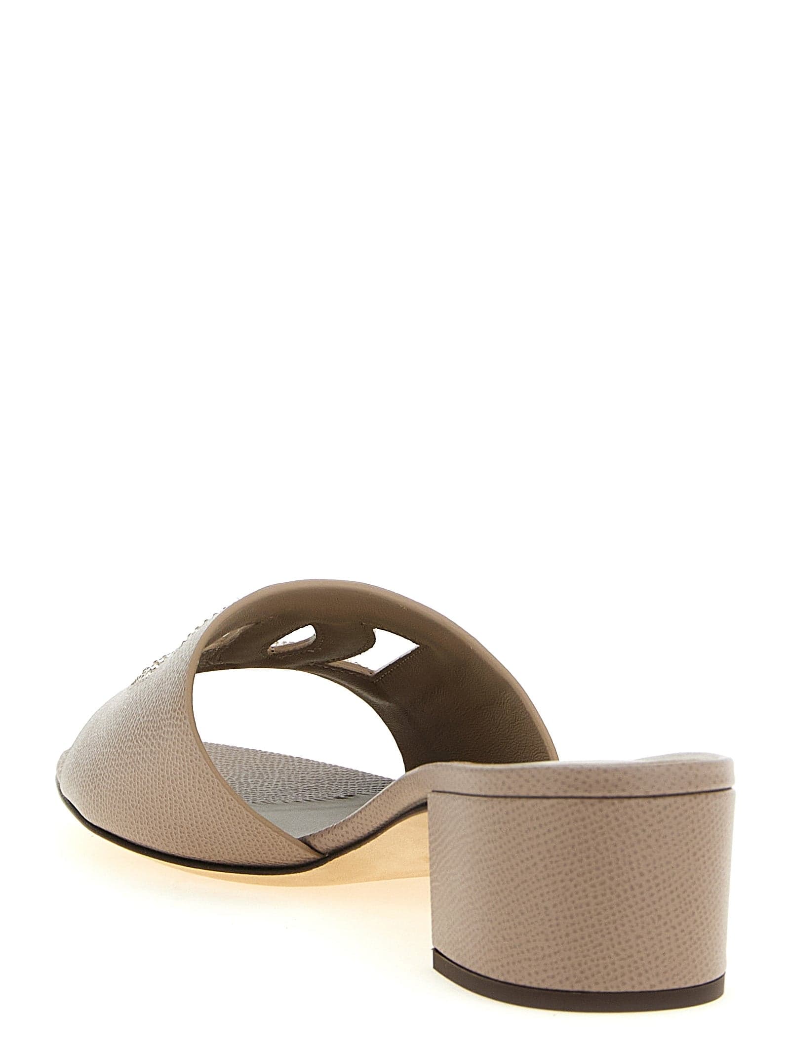 Gray Calfskin Mules - 3
